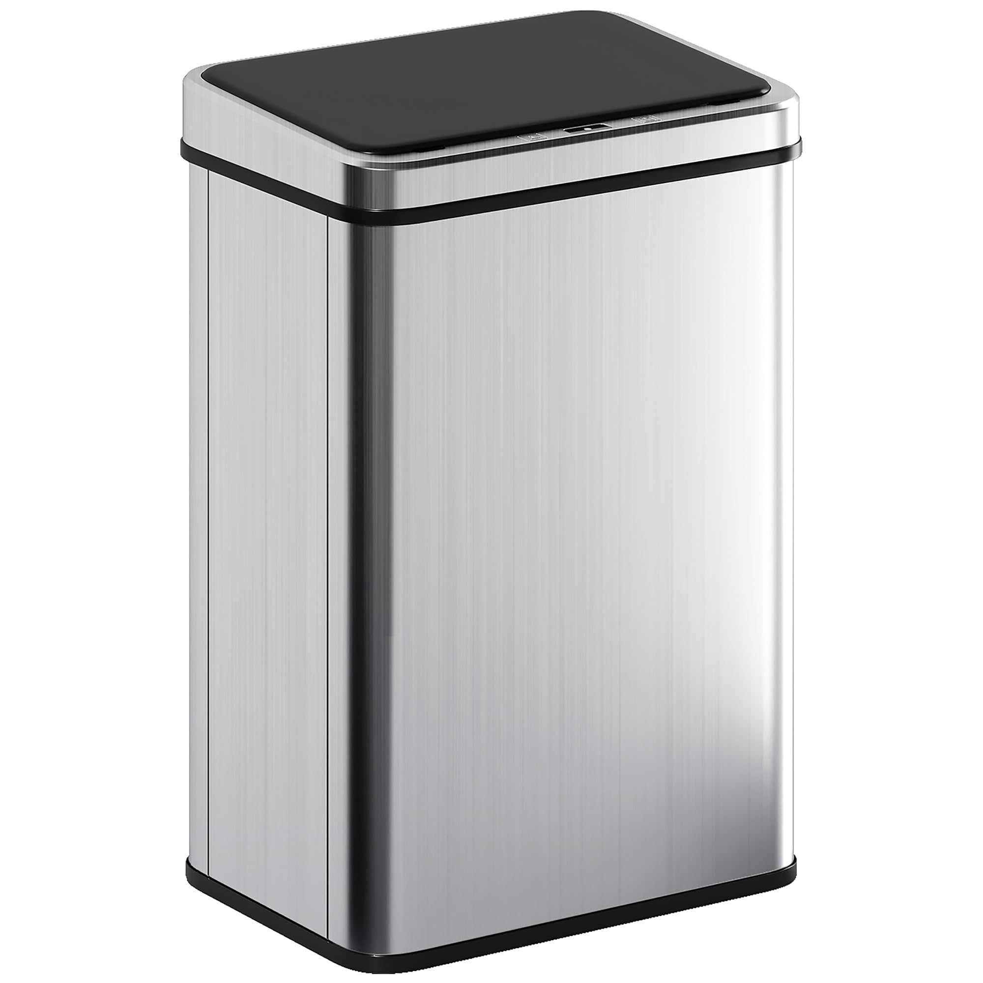 Rackhams Silver Kitchen Bin With Fast Motion Sensor, 40L Stainless Steel Sensor Bin - 35.5L X 26W X 55H Cm - Abs, Stainless Steel