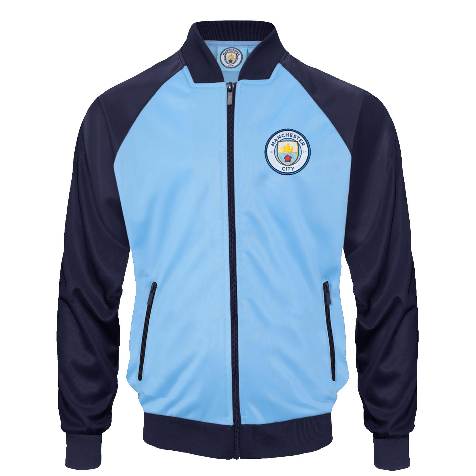 MANCHESTER CITY FC Official Football Gift Boys Retro Track Top Jacket 10-11 Yrs