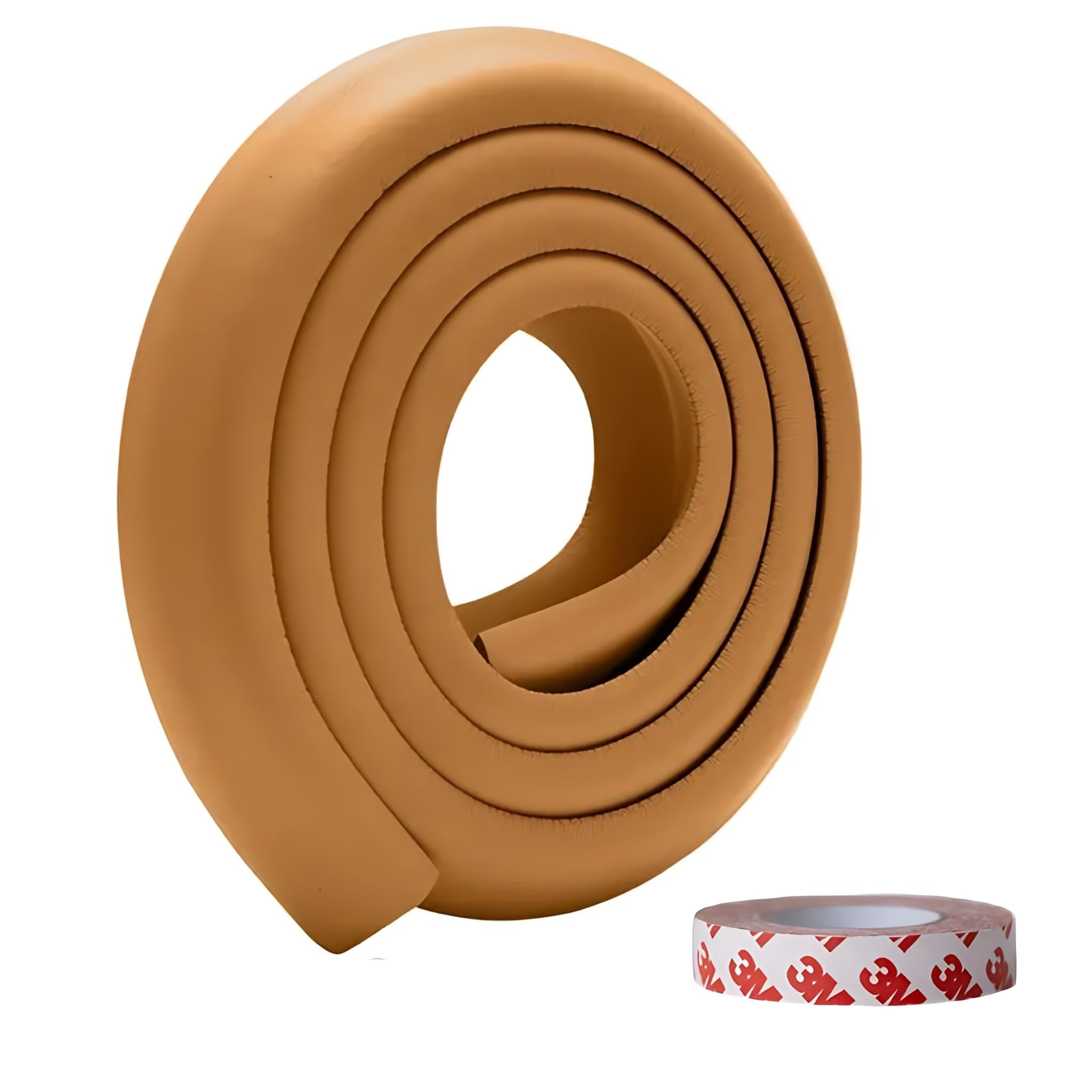 KidDough Baby Proofing Corner Safety Strip and Corner Guard | Thick Rubber Edge Corner Protector Guard | Sharp Corner Guard | Corner Protector for Kids (2 Meters Extra Thick, Light Brown)-image-30