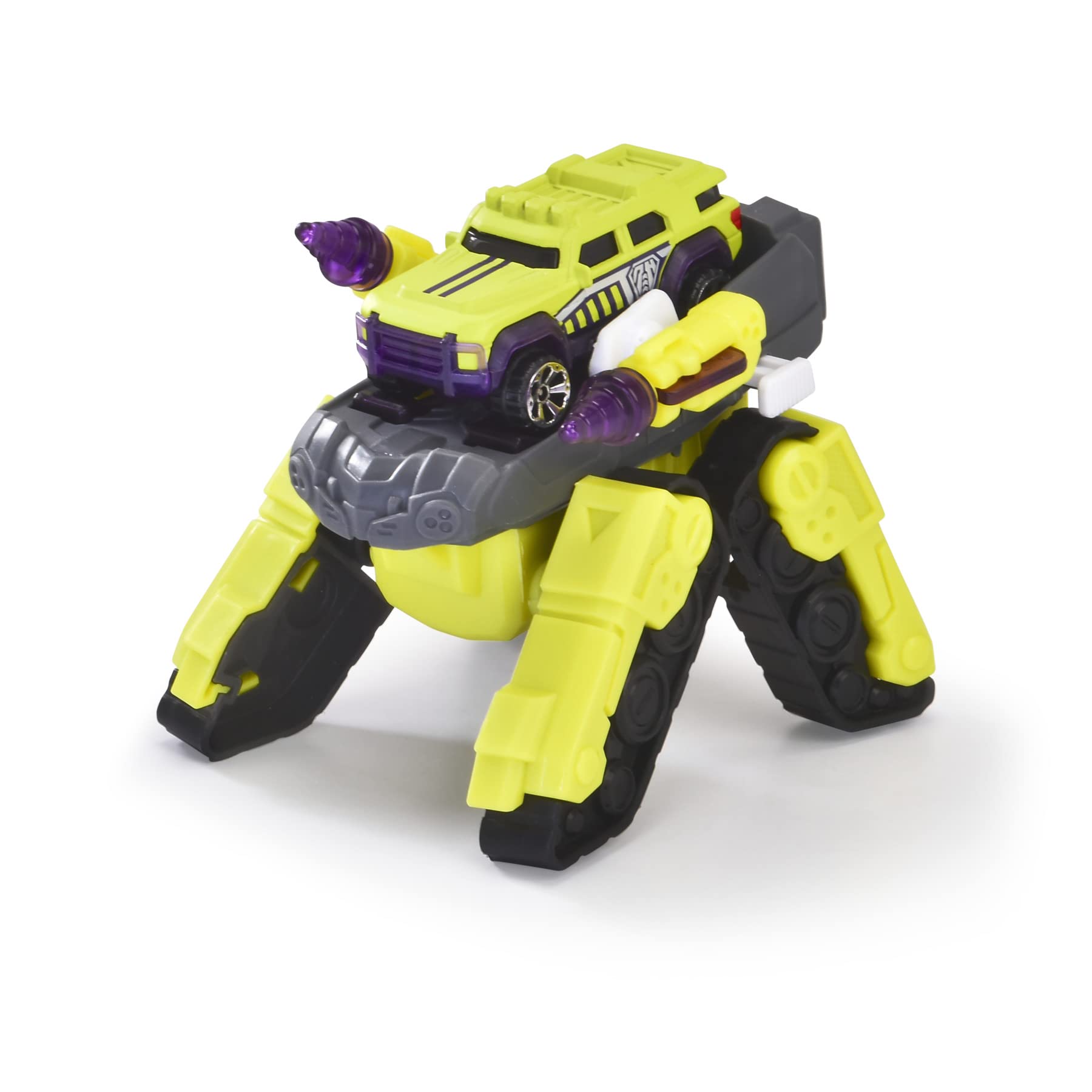 Dickie Rescue Hybrids Spider Tank – Véhicule Vert Citron Fluo 4x4 avec précision à l'échelle 1:64, 12 cm, Transparent