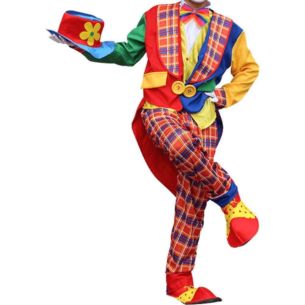 Hrippy Men's Style1 Clown Circus Carnival Fancy Dress Costume Halloween Adult Funny Circus Clown Cosplay Costumes Set For Wo