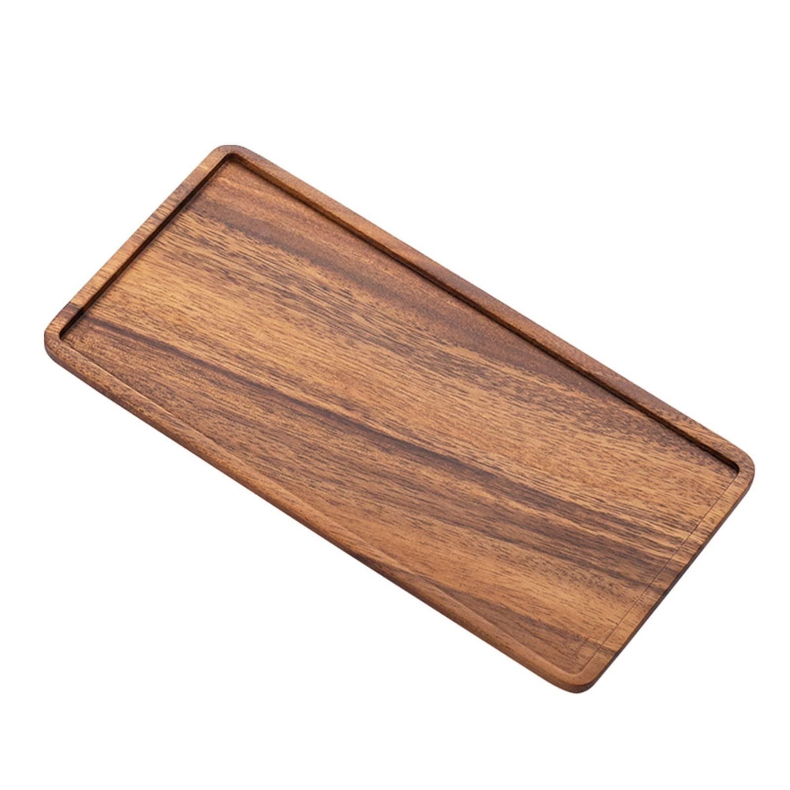 JINGYAN Breakfast Trays Natural Wooden Tray Rectangular Plate Fruit Snacks Food Storage Trays Hotel Home Serving Decorate Supplies