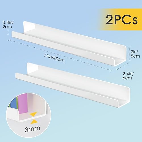 Miniatura 10 de NiHome Paquete de 2 estantes magnéticos de acrílico de 17 pulgadas para pizarra blanca, pantalla de imágenes grandes, elegantes estantes para