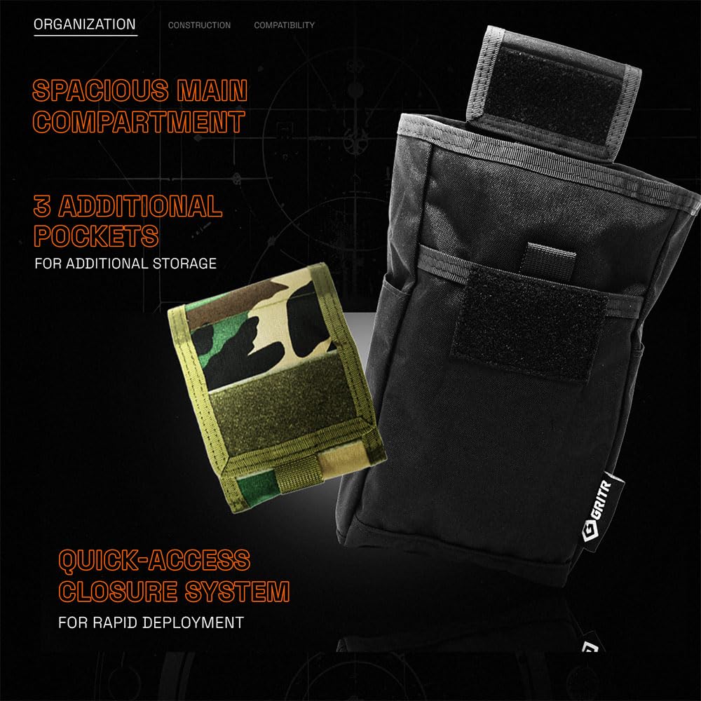 GRITR Molle Dump Pouch, Tactical Duty Utility Belt Pouch, Roll Up Foldable Dump Bag for Shooting, Hunting, Camping, M81