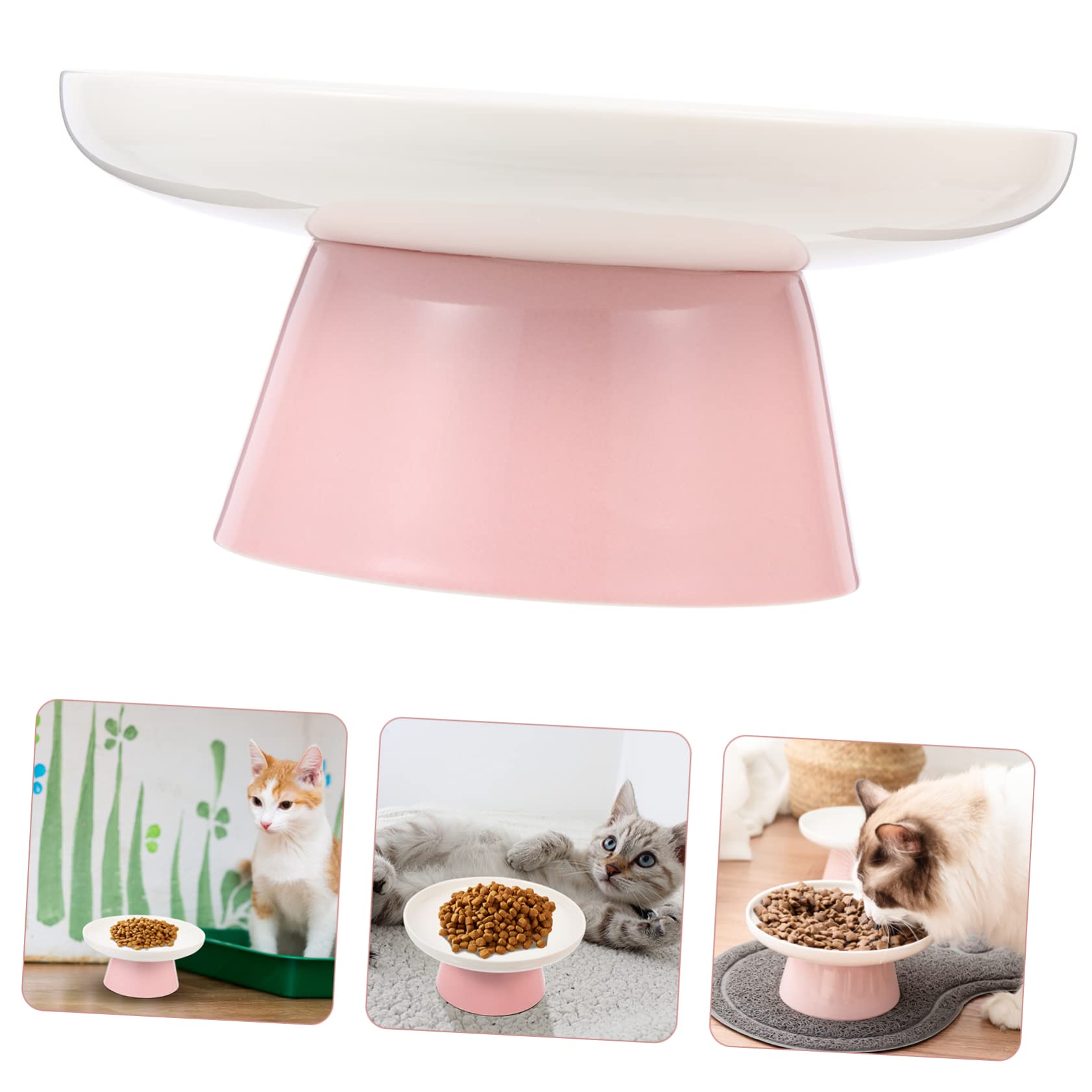 Hemobllo Gamelle pour Chat en Céramique, Surélevée, Protection du Cou, Base Stable, pour Repas des Chats, Facile à Laver