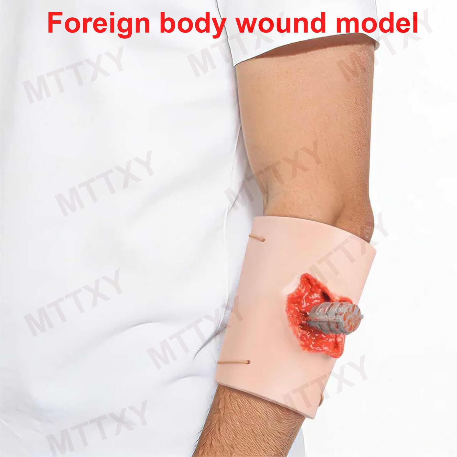 Modelo de herida por cuerpo extraño, modelo portátil de herida con cuerpo extraño incrustado, funda de simulación de trauma realista para entrenamiento de hemostasia y punción.