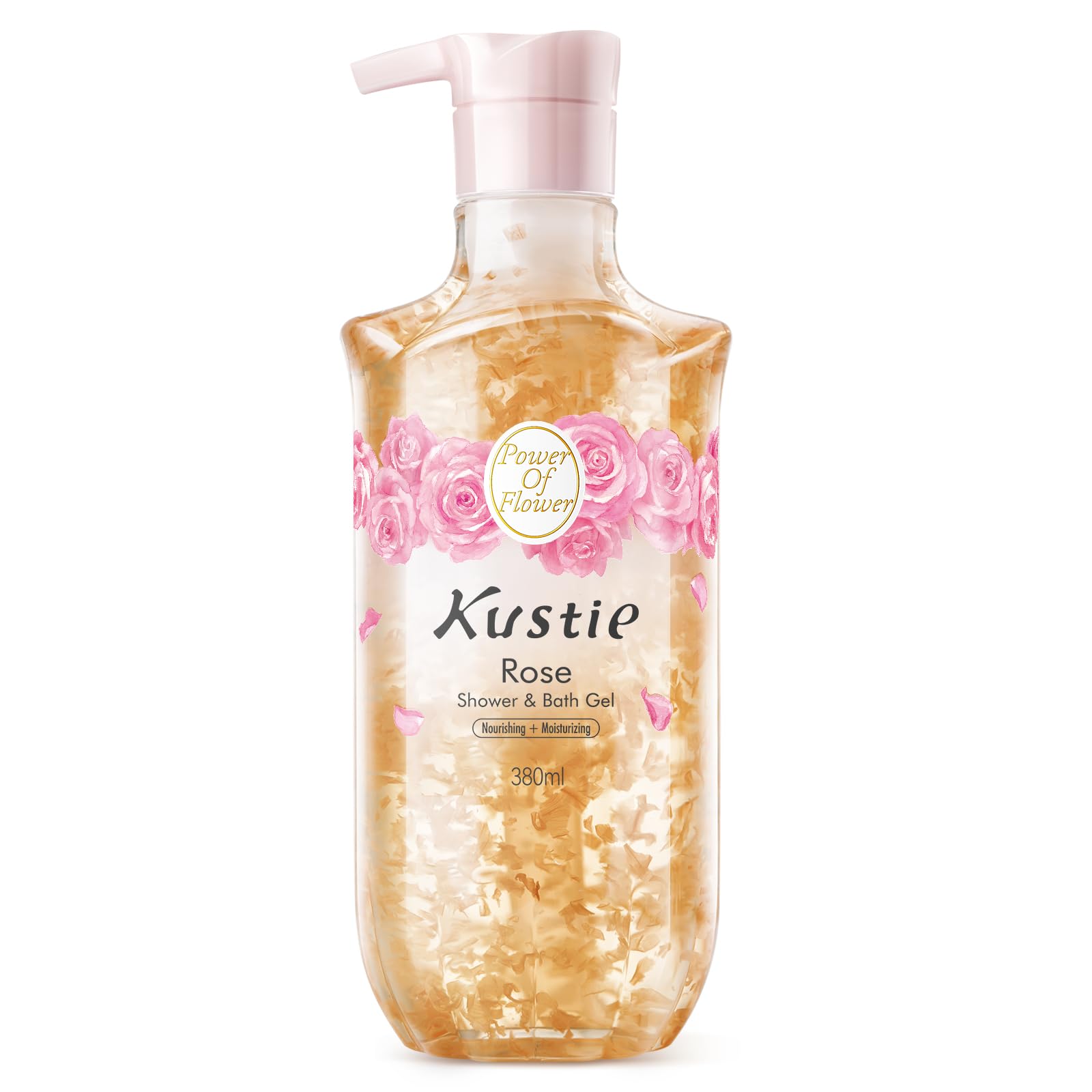 Kustie Rose Anti-Aging-Parfüm-Duschgel, echtes Blüten- und Rosenöl, 24-Stunden-Duft und tiefenwirksame Feuchtigkeitsreinigung, entfernt freie Radikale für empfindliche und trockene Haut, 380 ml
