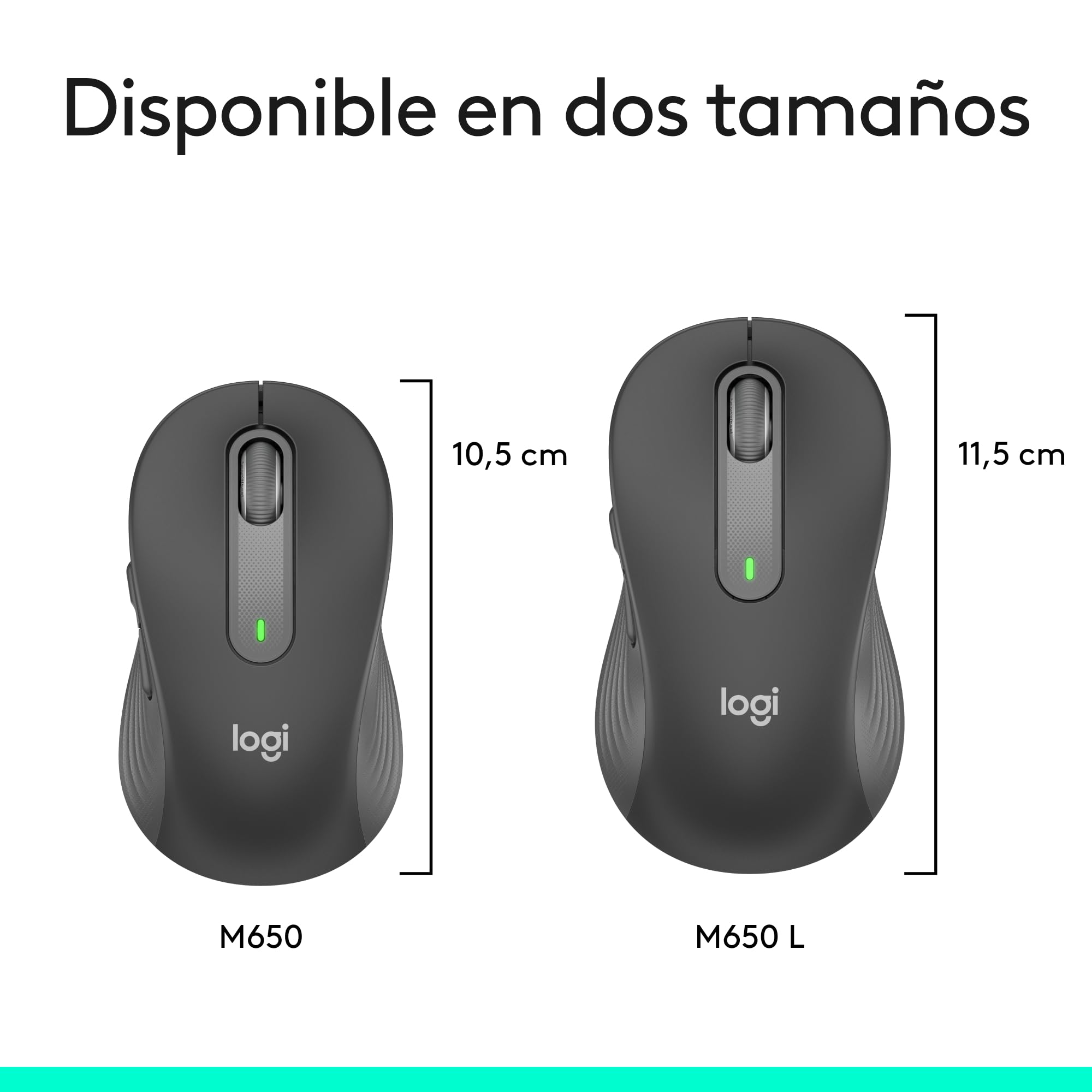 Logitech Signature M650 L ratón inalámbrico de tamaño Normal - para Manos Grandes, 2 años de Pila, clics silenciosos, Botones Personalizables, Bluetooth, PC/Mac/multidispositivo/Chromebook - Grafito