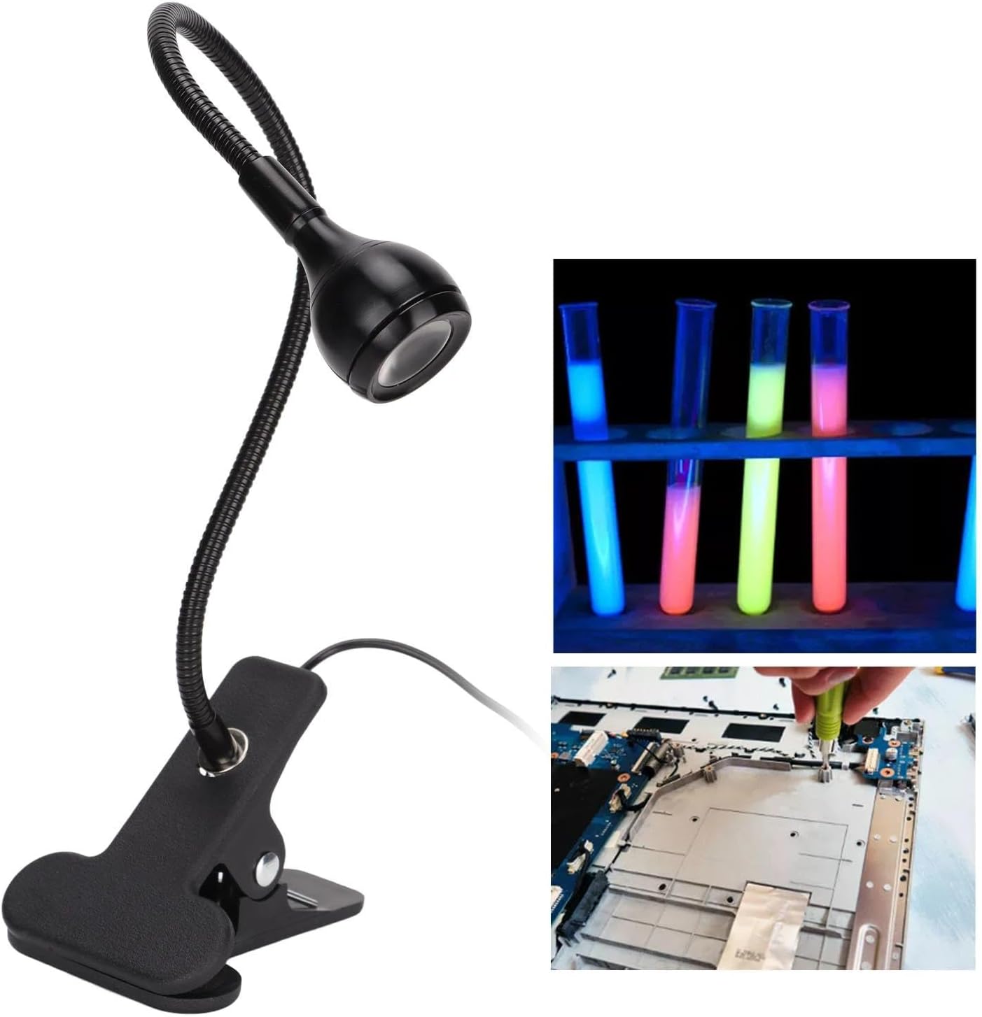 3W 395NM Flash Cure Nail Lamp, LED DC3-5V Gel X Lamp, Flexible 360 Degree Gooseneck Nail with 11.81in Gooseneck Tube and 5.12in Cable for Repairing Phones and Nail Art