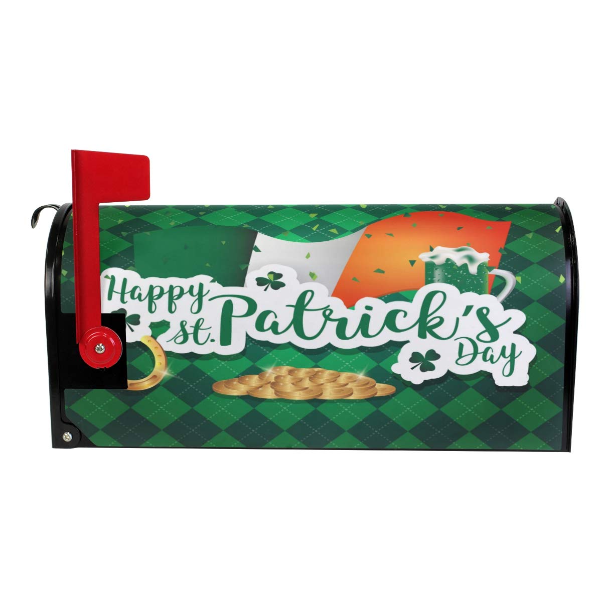 WOOR Saint Patricks Day and Irish Flag Magnetic Mailbox Cover Oversized for Garden Yard Outdoor Decorations-25.5