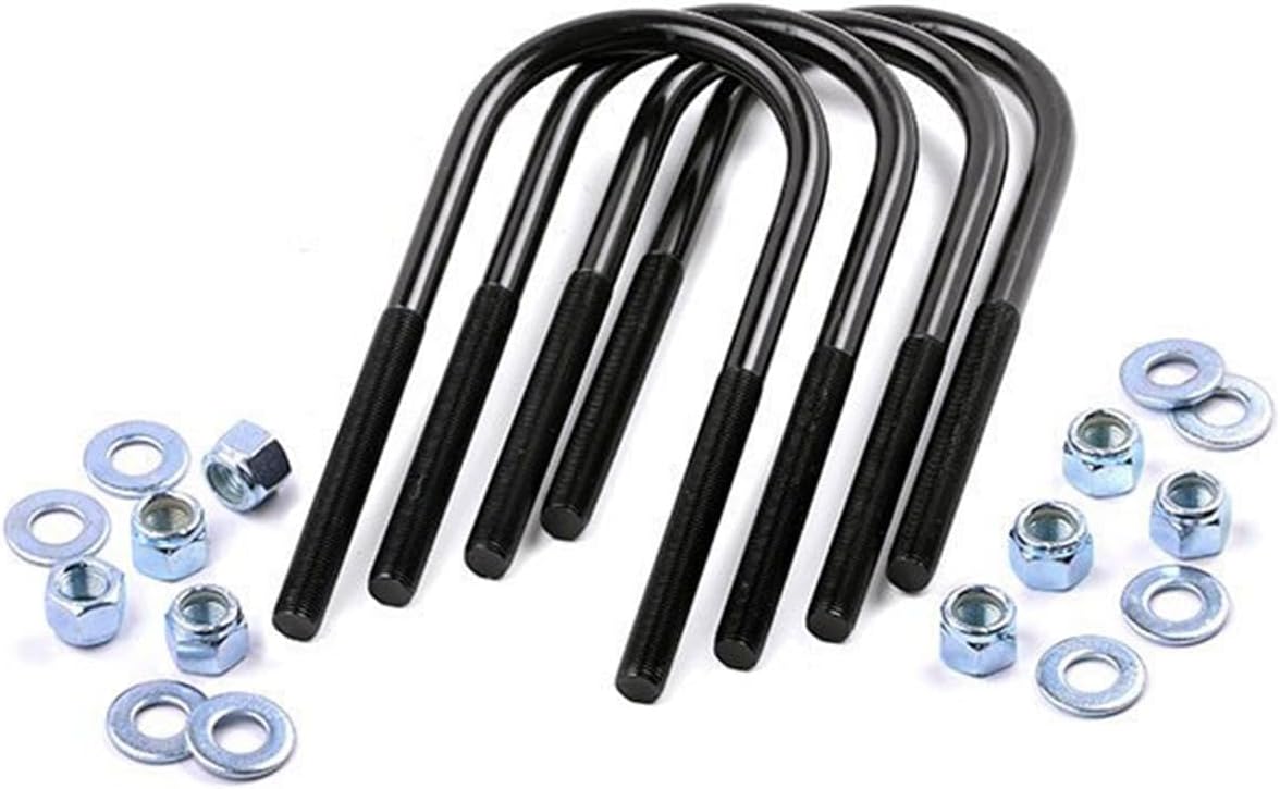 Rough Country 1/2" Round Suspension U-Bolts | 1/2 x 3 x 8-7639 Black
