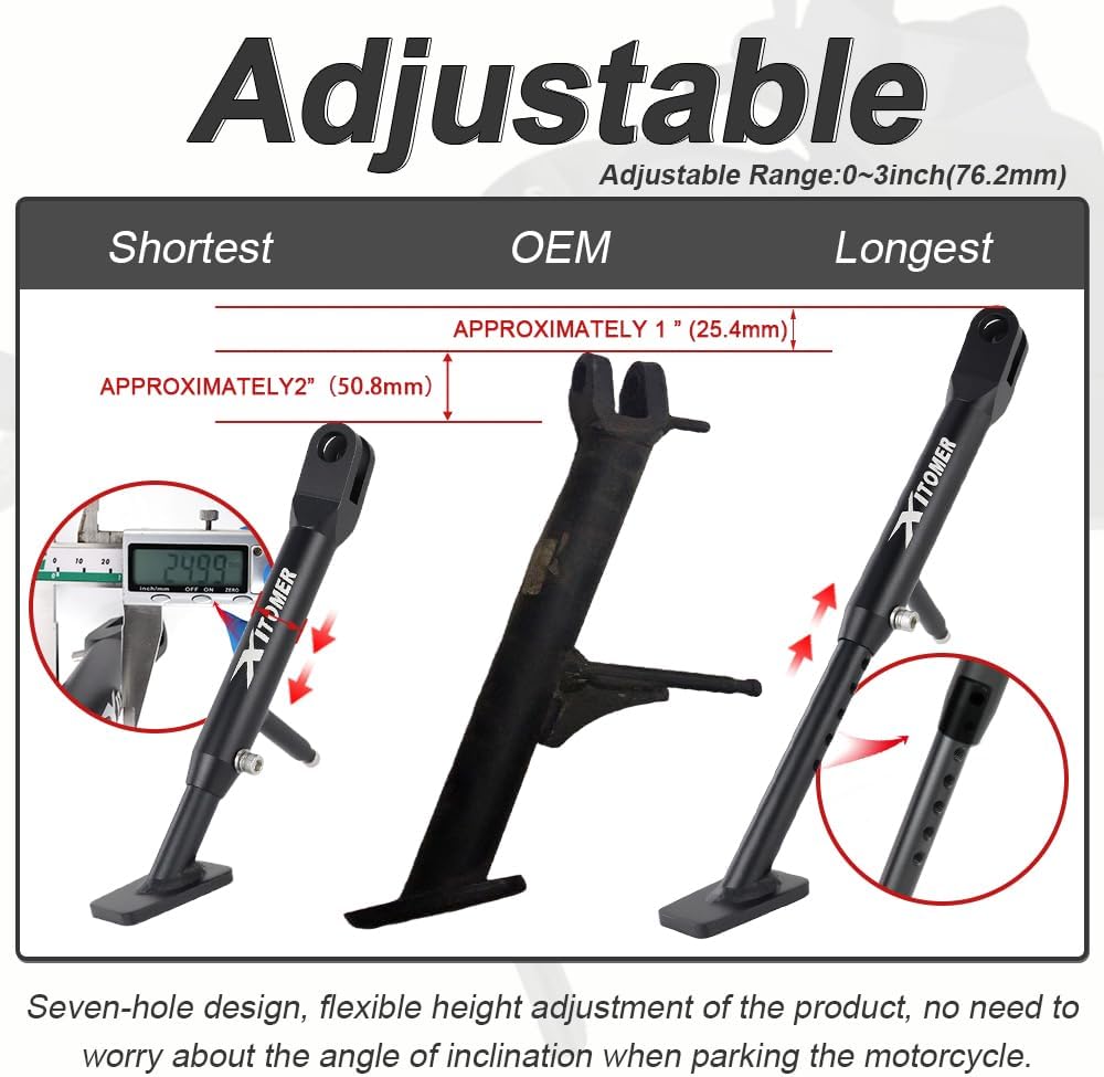 Xitomer Adjustable Kickstand Fit for Eliminator 450 2023-2025 Ninja 500 Z500 /Ninja 400 Ex400 2018-2024 /Z400 2019-2024 /NINJA e-1 ABS Z e-1 ABS 2024 2025 Side Kickstand