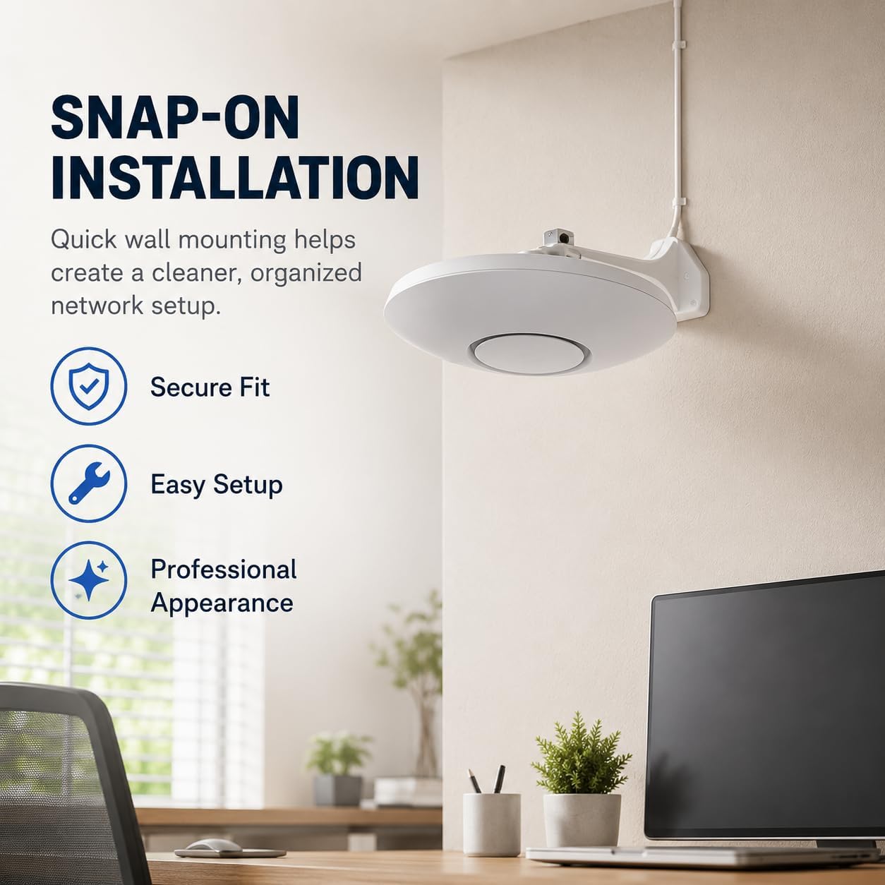 SplashNColor Horizontal Mount for UniFi Access Points – Easy Snap-On Installation | Fits U6 Lite UAP NanoHD AC LR Models | Professional Wall Bracket for Network Equipment