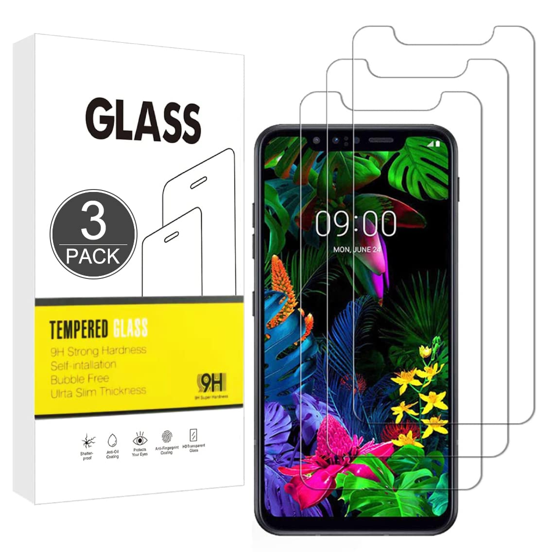 3 Pezzi] Vetro Temperato Infrangibile 9H Compatibile con LG G8S