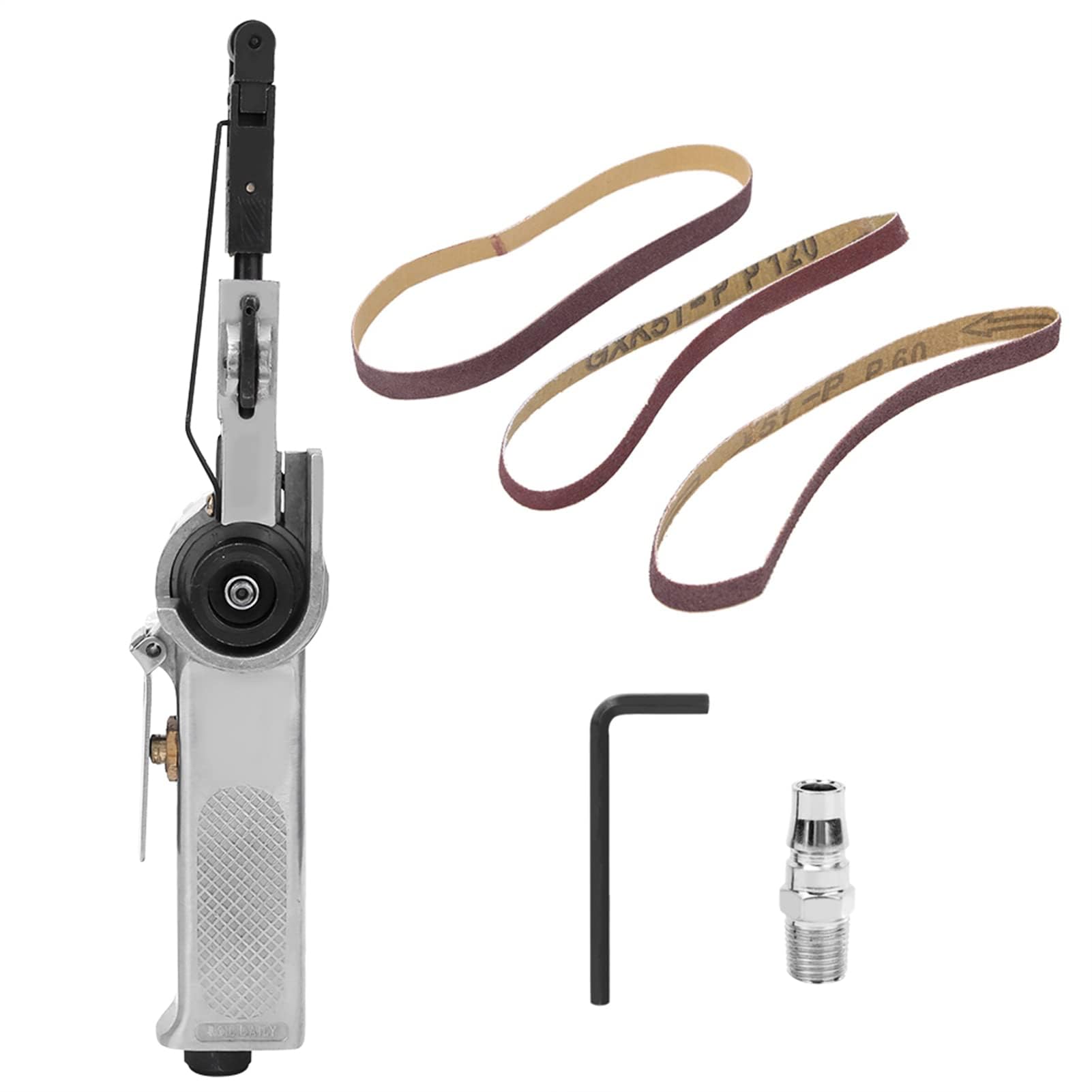 Lijadora de banda neumática de 10 mm, pulidora de aire con banda de lijado de 3 piezas para muebles, madera, vidrio, metal, 3/8 pulgadas, lijadora de bordes para lijar y pulir superficies