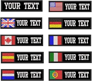 2 PCS Custom Military Name Patches Personalized Embroidery Number Tag Tactical Badges for Backpacks, Jackets, Dog Vest, Velcro or Iron on (Black)