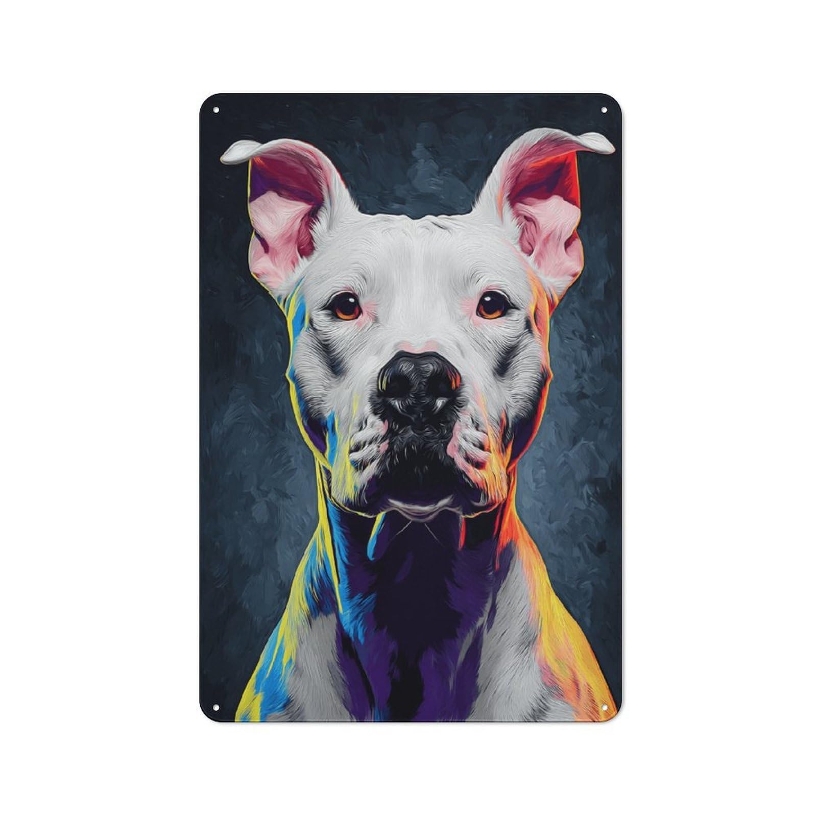 Junmoney Vibrant Colorful Dog Portrait Art Cottage Metal Wall Decor 30X20cm, Shed Metal Sign For Conservatory, Home Bar Or Utility Room