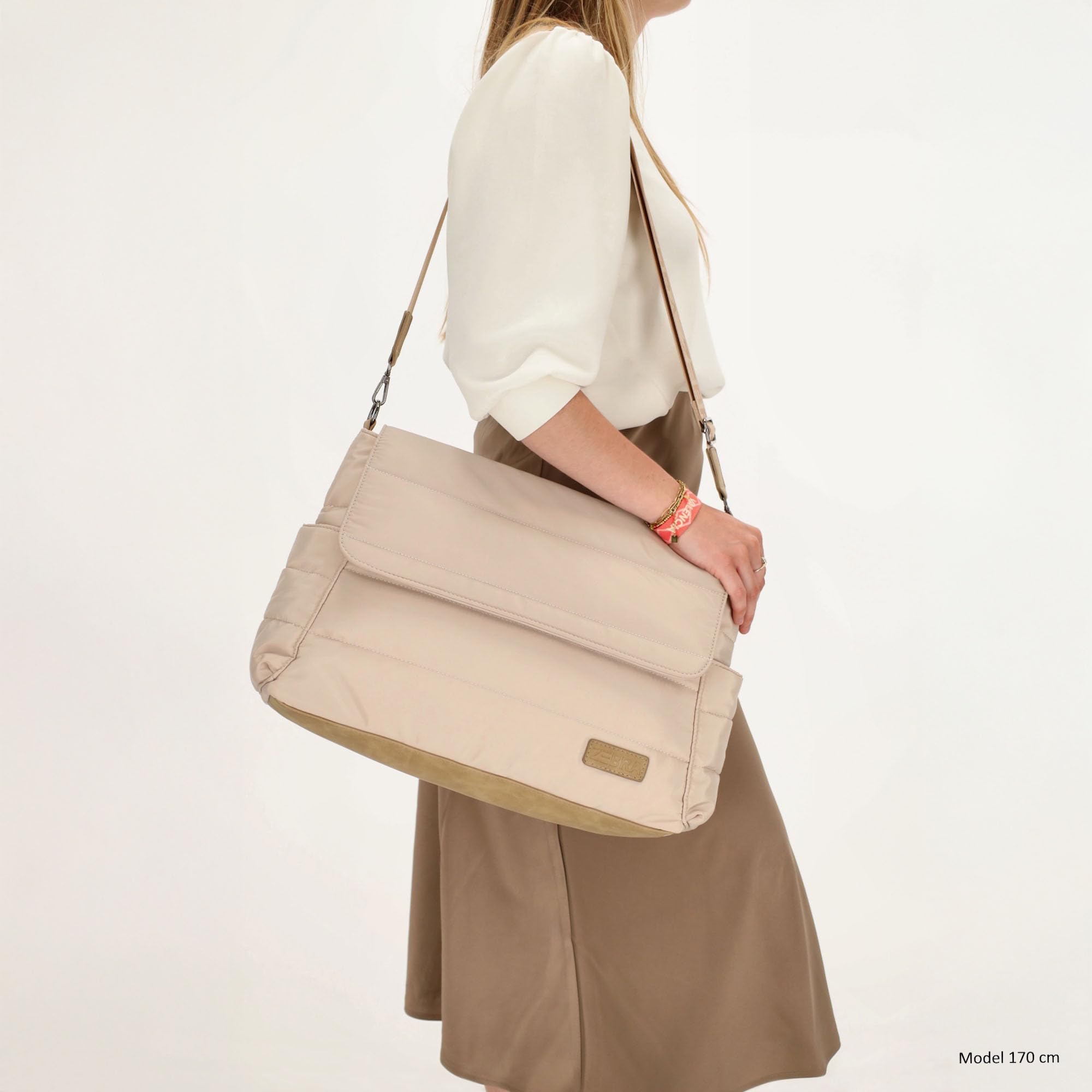 Zebra trends - Wickeltasche Organizer mit Wickelunterlage - Helles Taupe | Diaper Bag Mommy Bag, Leichtes Nylon, Zwei Flaschenhalter, Mehrere Innentaschen, Verstellbarer Schultergurt