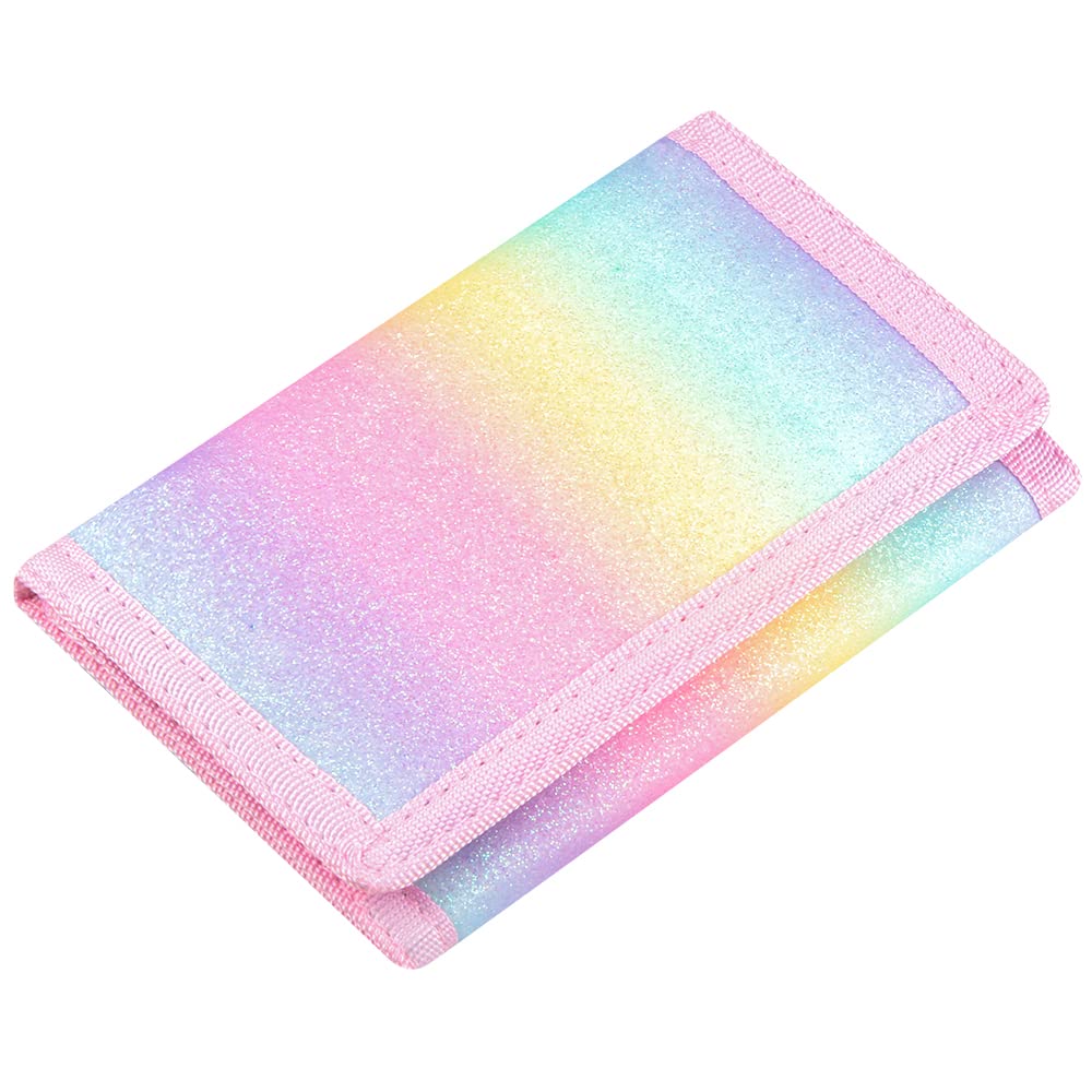 Lamiza RFID Kids Wallet for Girls & Toddlers - Cute & Glittery Rainbow Design with Coin Pocket & Magic Sticker