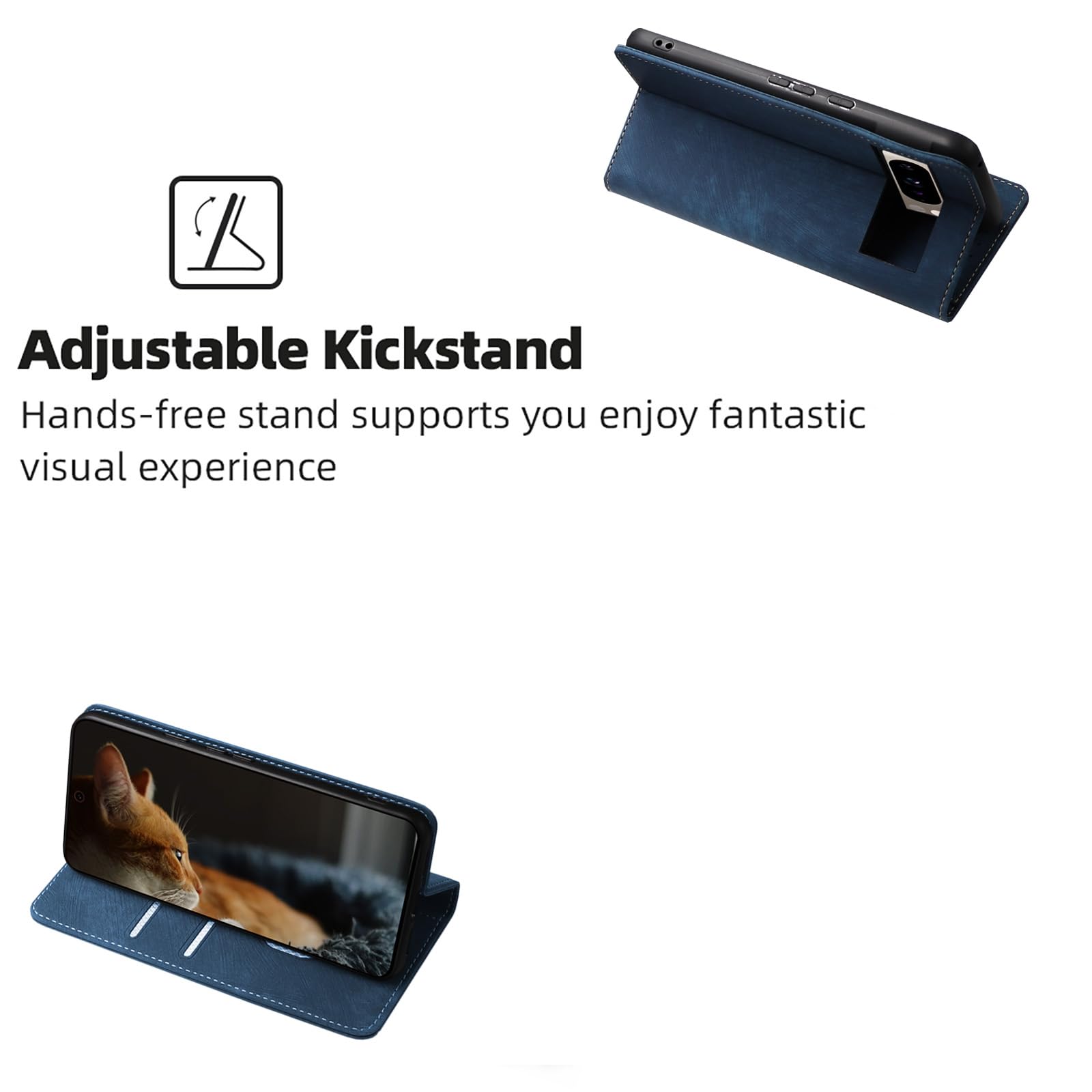 Google Pixel 8 Pro Hülle – Brieftaschen-Design Mit Kartenfächern, Magnetischer Flip Cover, Blau, Aus PU-Leder & TPU