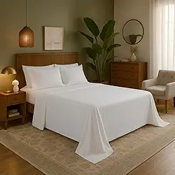 Lençol sem Elástico Cores Lisas Vários Tamanhos Micropercal 400 fios. (Branco, Padrão Casal)