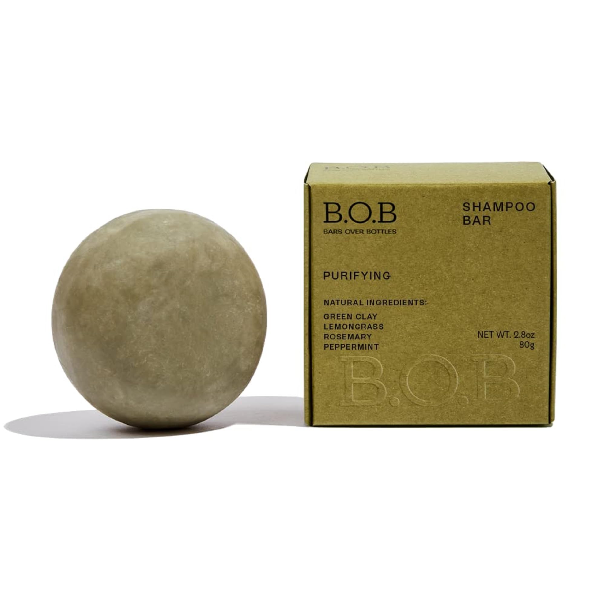Purifying Shampoo Bar for Oily Hair (6.7oz) | Green Clay & Rosemary | Vegan, Sulfate-Free, Eco-Friendly | Plastic-Free Hair Care