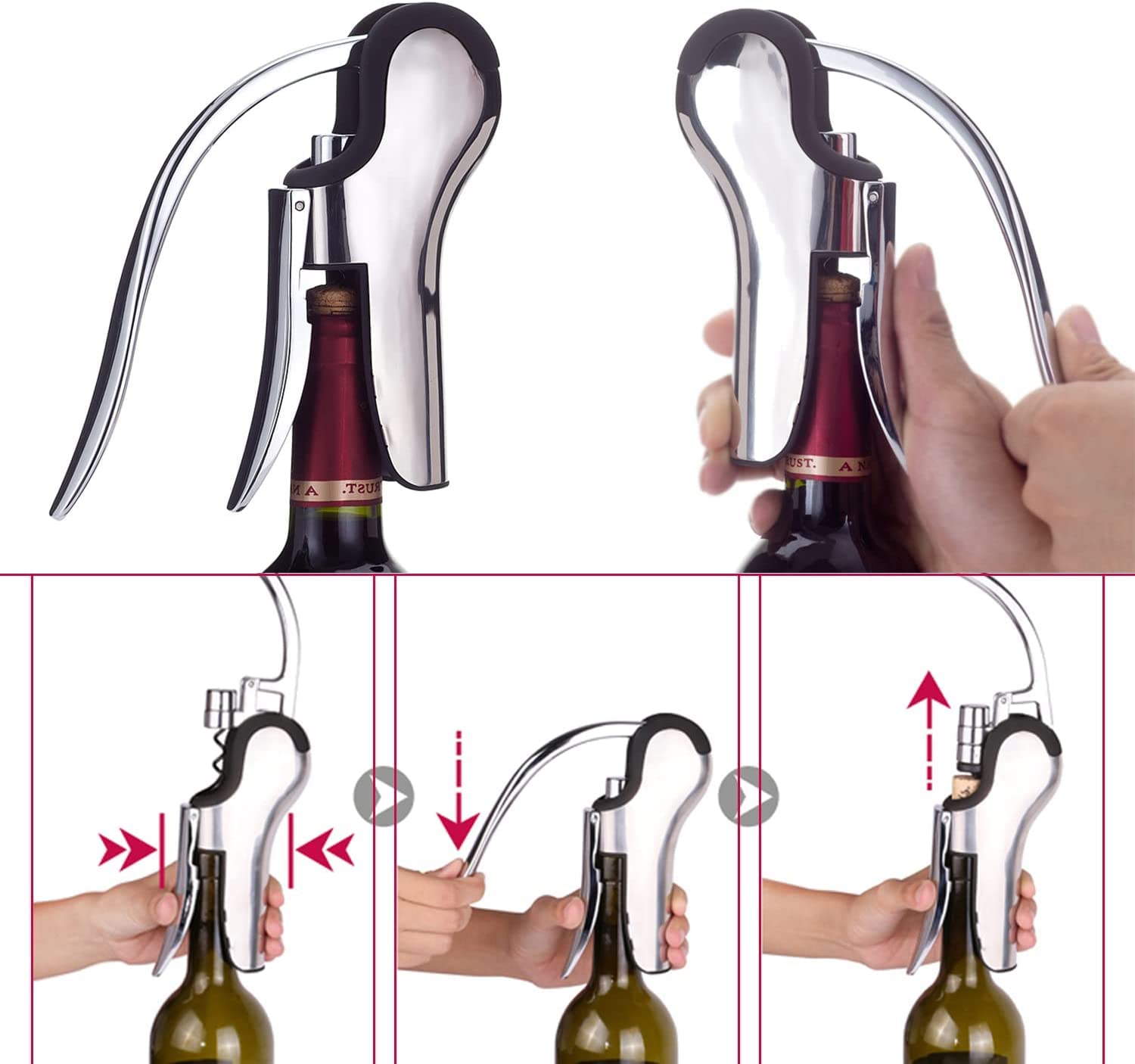 Ouvre-bouteille en acier inoxydable avec coupe-capsule intégré
