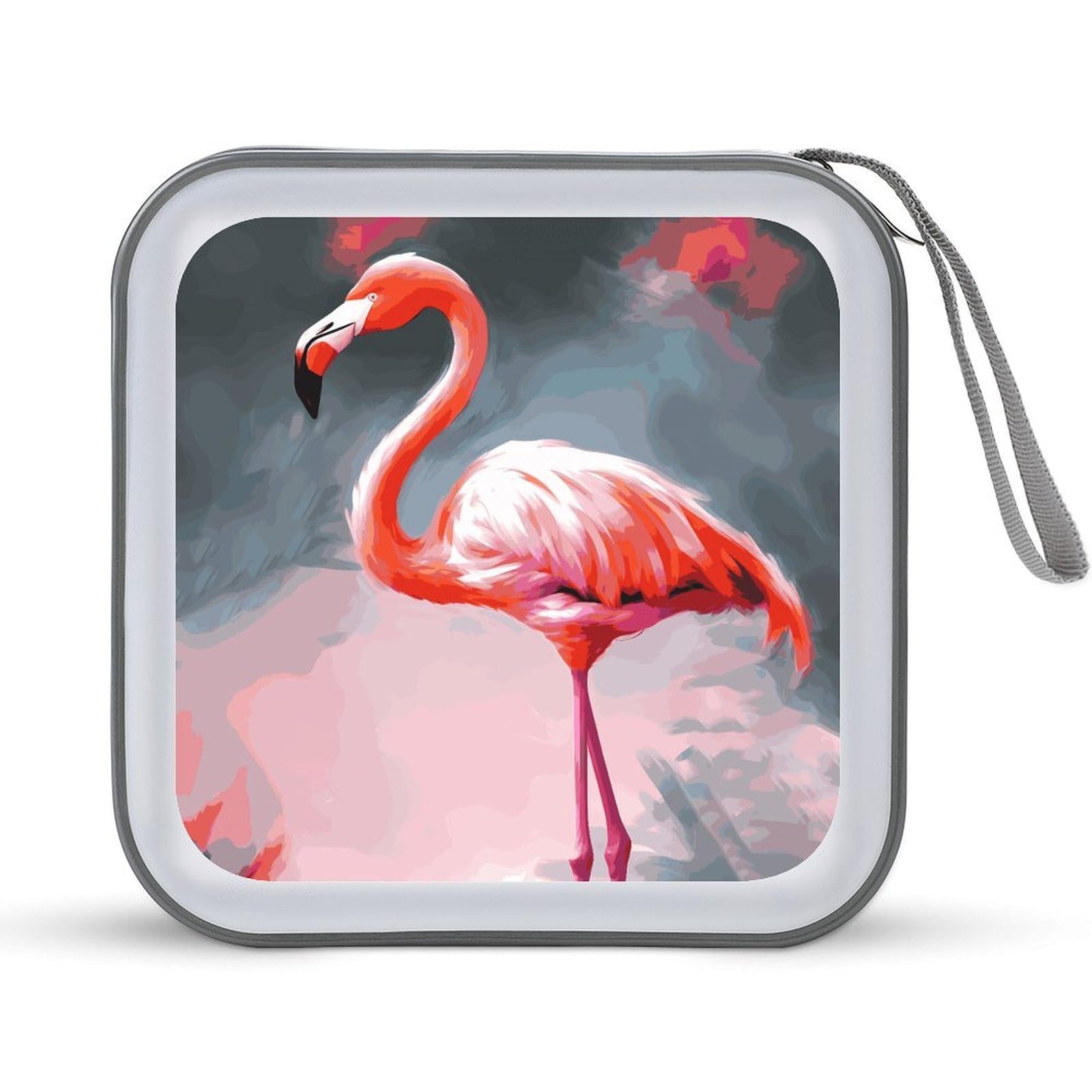 VstaDank Painting Flamingo CD Case, Portable CD Sleeve Zipper-Style CD/DVD Wallet, Anti-Scratch CD Storage Pouch, Plastic CD Case for CDs, DVDs, Blu-rays, Vinyl Records