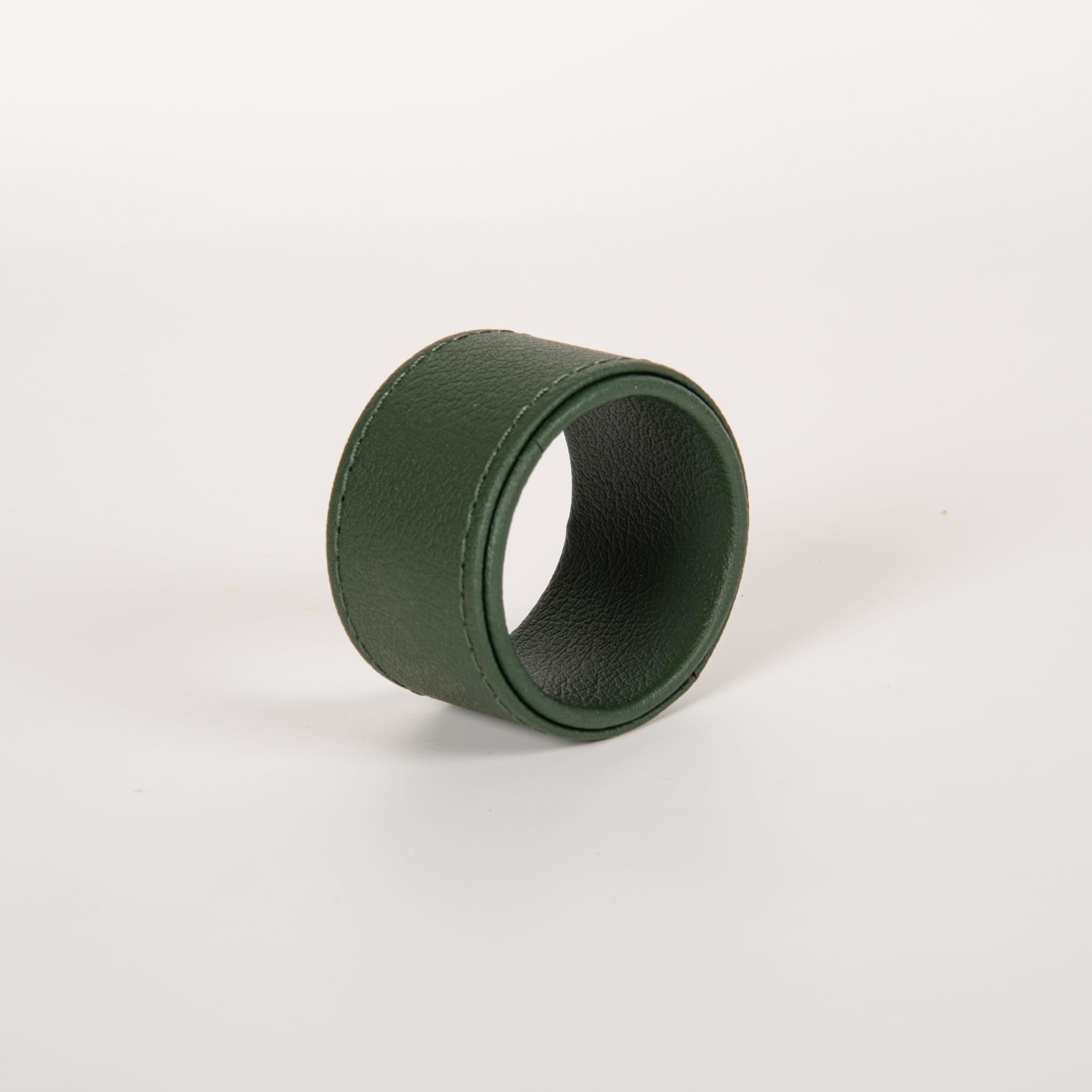 CASA BOTANICAL Hand Crafted Faux Leather Napkin Rings - Set of 6 for Table Decor, Weddings, Dinner Parties, Decorations (Green) 3