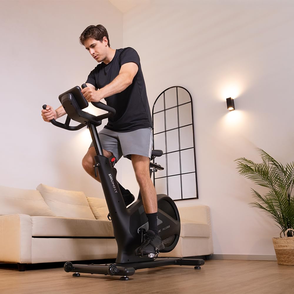 Cecotec Bicicleta Estática Indoor Drumfit PulseRide. Volante de Inercia 20kg, Resistencia Magnética 16 Niveles, Pantalla LED, Estructura de Aluminio hasta 135kg, Compatible Kinomap y Zwift