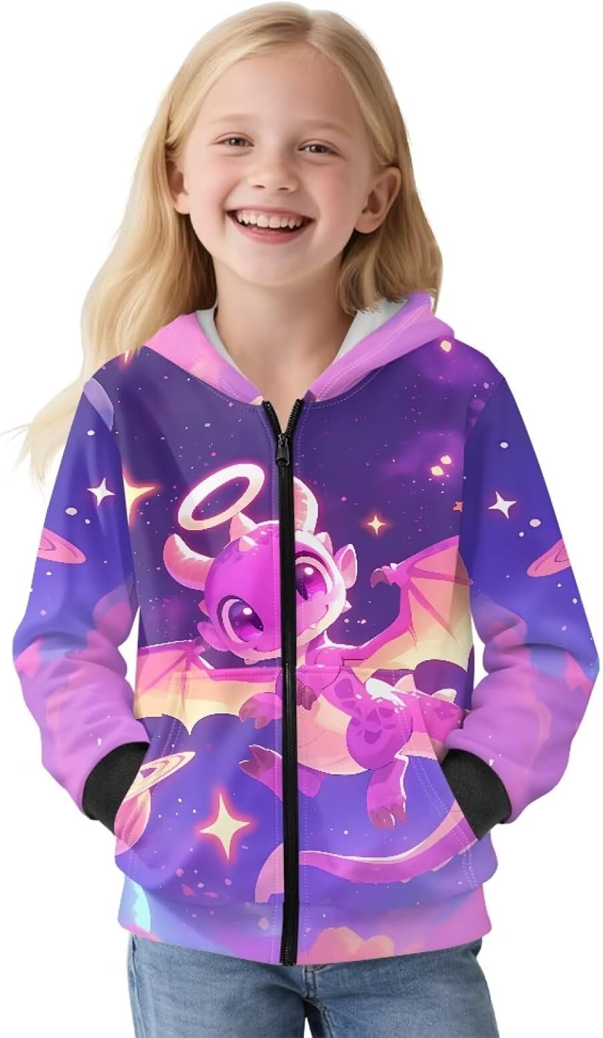Cute Sweatshirts for Girls Fleece-Lined Full Zip Front Sweatshirt Fall Outfits Winter Clothes for Daily Life