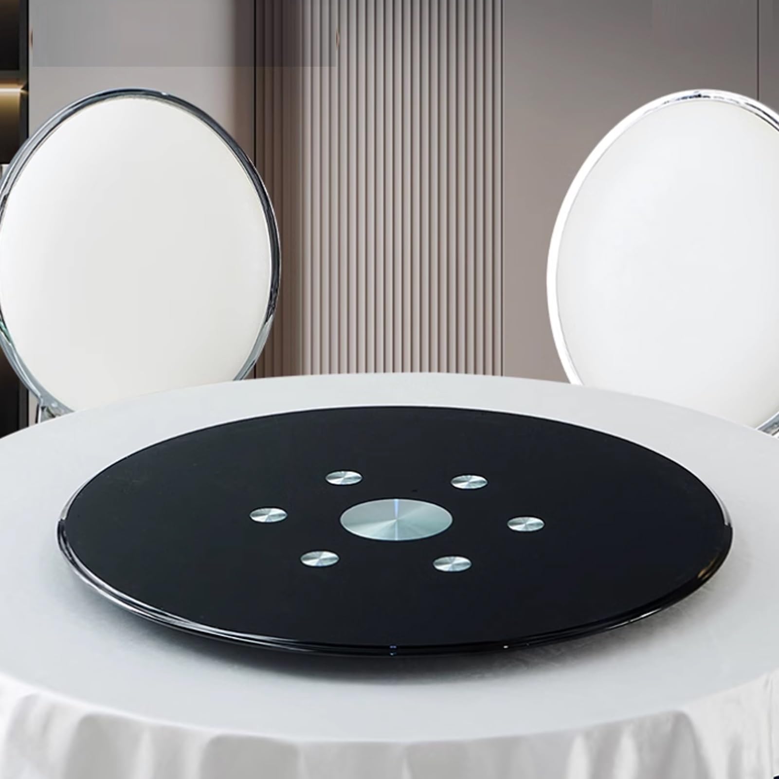 WEKONUMEX Round Tempered Glass Lazy Susan Turntable Clear(Ø 80cm/31.5in)