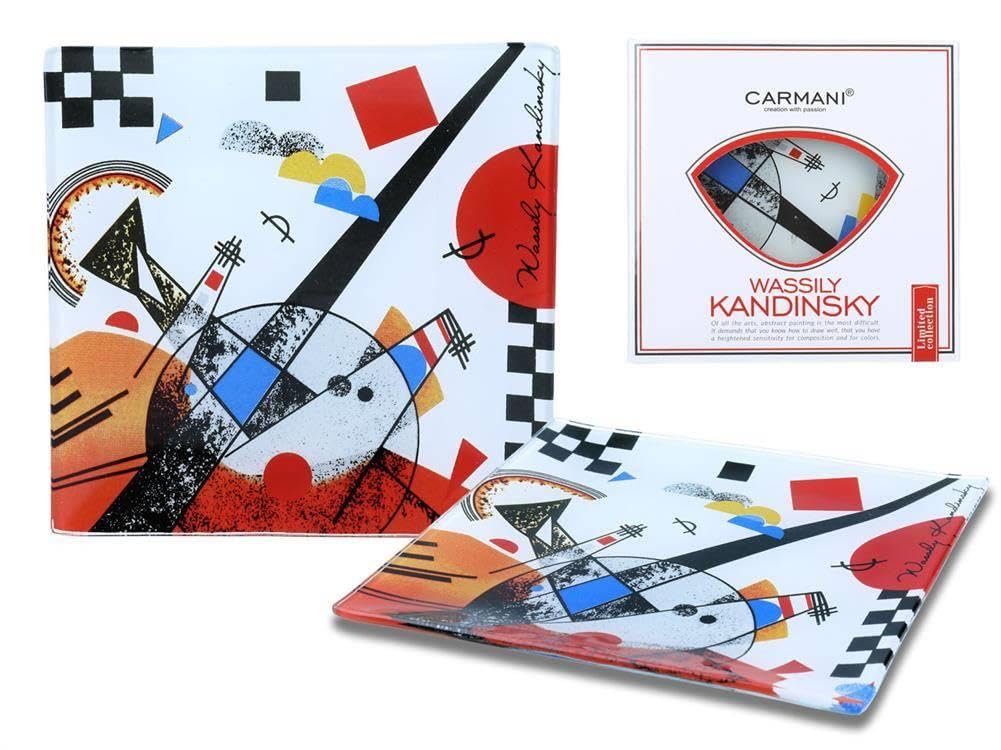 Osiris Trading UKVibrant Wassily Kandinsky Art Glass Plate - Abstract Decorative Plate 13x13cm - Modern Art Inspired Home Decor - Collectable Gift