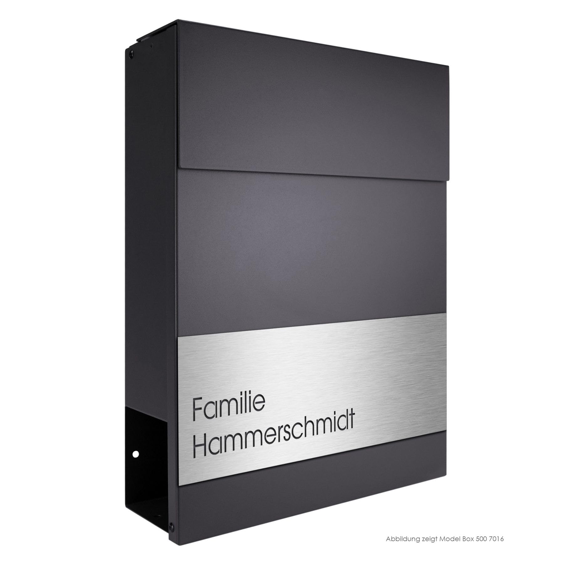 MOCAVI Stick 220 Edelstahl-Namensschild V4A graviert für Tür oder Briefkasten, groß, selbstklebend, modernes Design, passend für Box 500, 510, 570 und 580