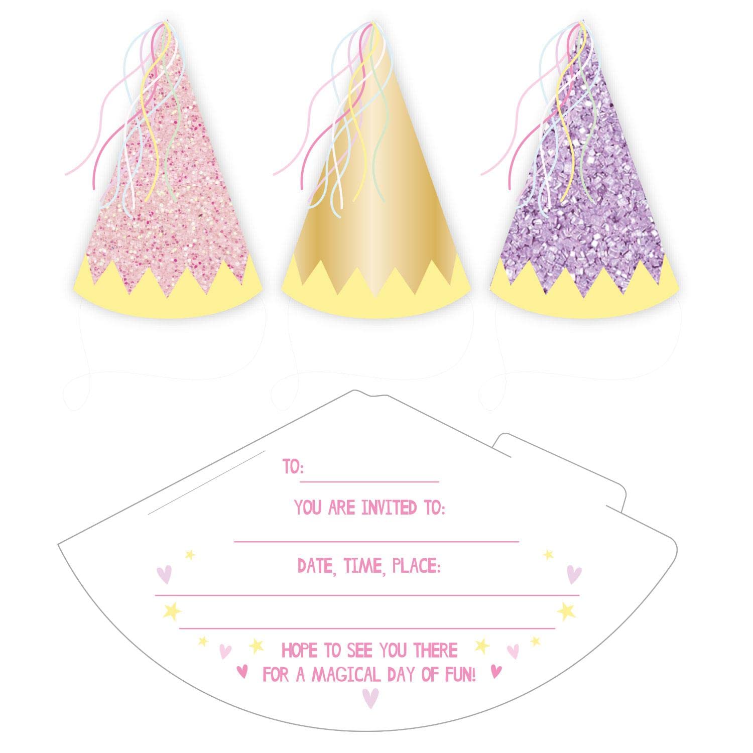 FAIRY PRINCESS HAT INVITES, Pink