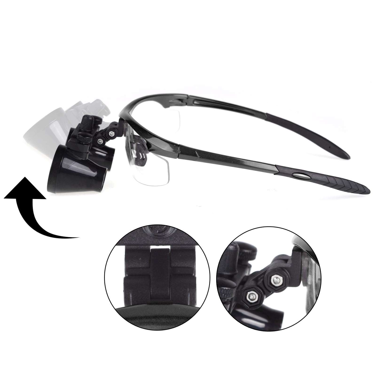 3.5x420mm Zahnarzt Lupenbrille Kopflupe LED Headlampe Dental Loupes (Schwarz)