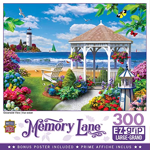 Image of MasterPieces Memory Lane Oceanside View - Gazebo by The Ocean Large 300 Piece EZ Grip Jigsaw Puzzle by Alan Giana