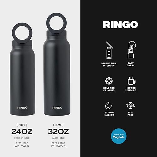 Miniatura 6 de Ringo Botella de agua todo en uno, trípode y soporte magnético para teléfono botella de agua aislada de acero inoxidable con soporte magnético para