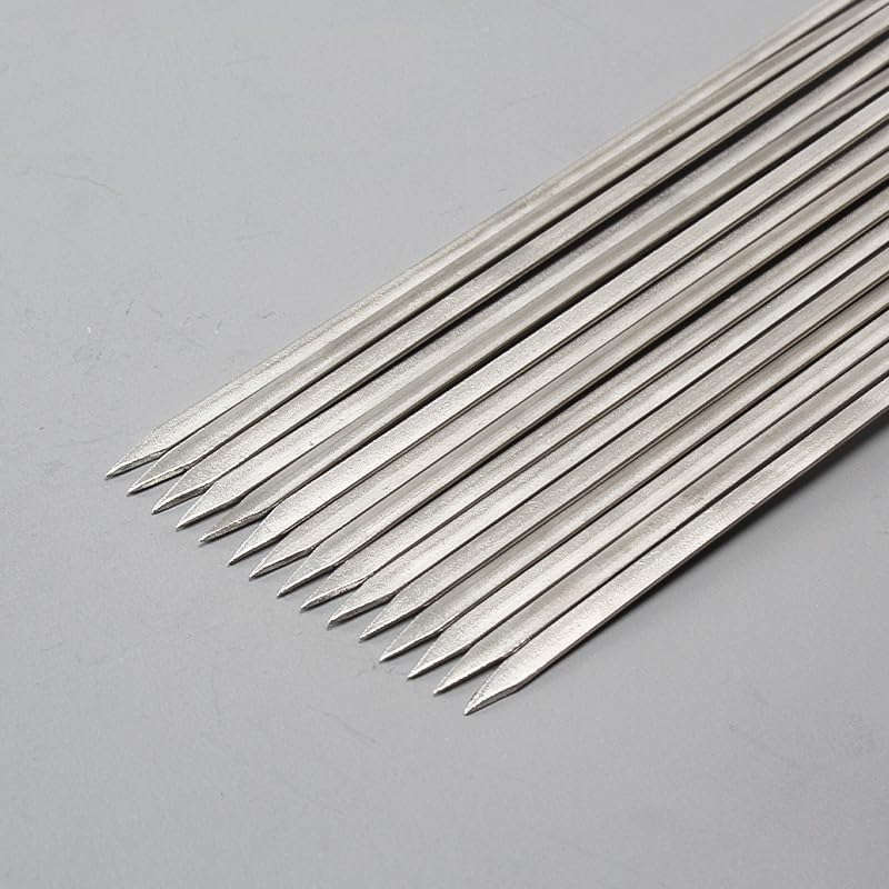 50pcs spiedini di Kebab, Bastoncini di spiedo in Acciaio Inossidabile, spiedini di Verdure Kebab, spiedini di Barbecue in Acciaio Inossidabile, spiedi Piatti in Acciaio Inossidabile,20cm