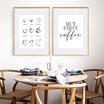 Amazon しかしまずコーヒー引用アートパネル版画ポスターコーヒー汚れ壁アートパネル写真キッチン壁絵画インテリアコーヒーカフェ家装飾ギフト40 60cm 2フレームレス ウォールステッカー オンライン通販
