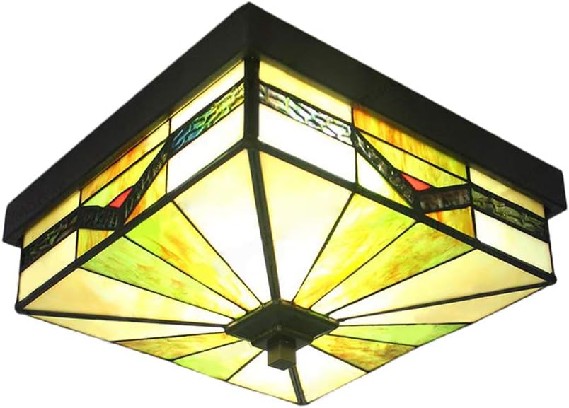 Free Shipping Offer LITFAD Art Glass Square Flush Mount Ceiling Light Dining Table Tiffany Antique LED Ceiling Lamp Pendant Lighting in Green for Dining Room Bedroom Corridor - 11 (28 cm) Black Friday - 70% OFF LITFAD Art Glass Square Flush Mount Ceiling Light Dining Table Tiffany Antique LED Ceiling Lamp Pendant Lighting in Green for Dining Room Bedroom Corridor - 11 (28 cm)