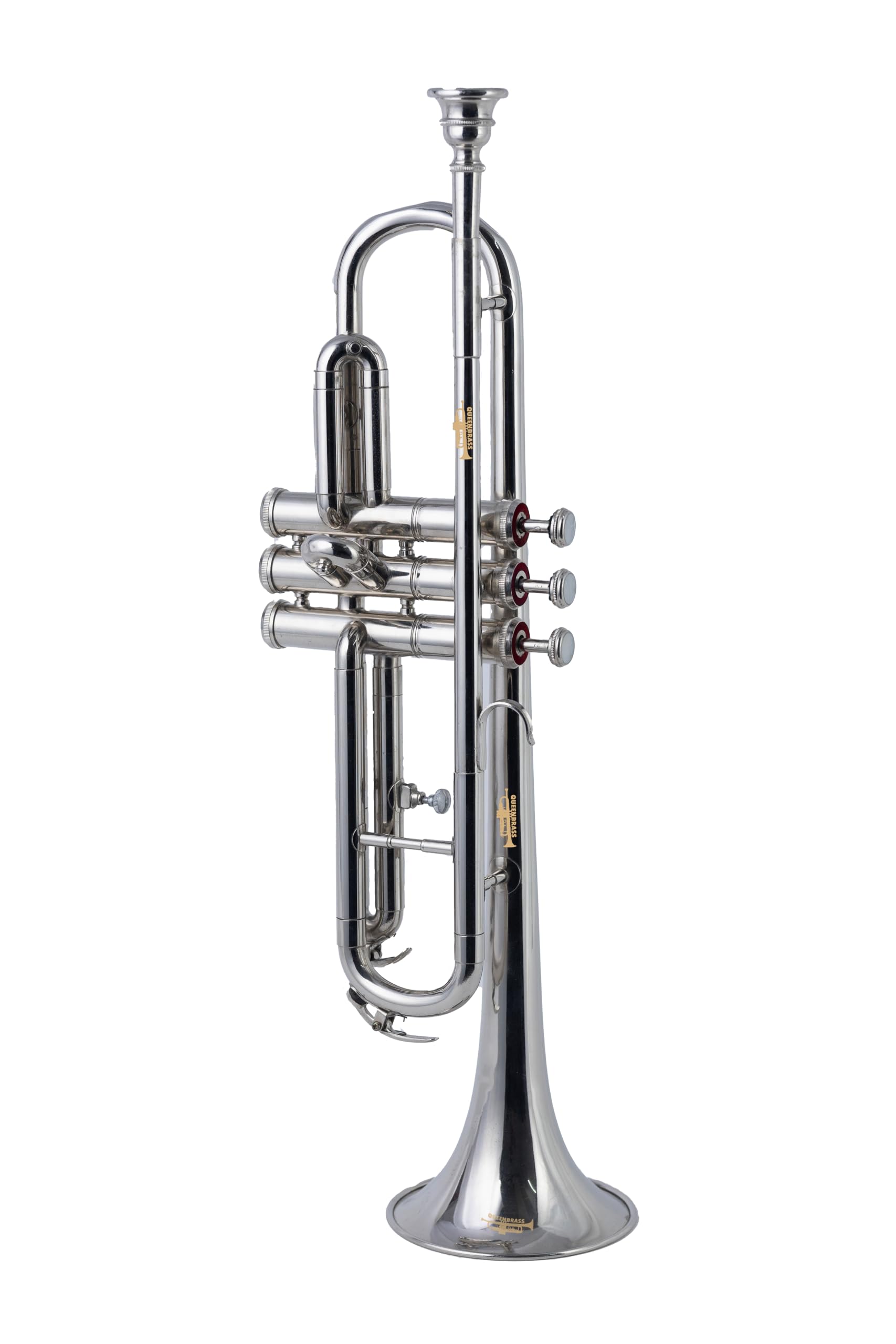 Queen Brass Bb Trumpet Chrome Finish Brass Body with 7C Mouthpiece and Hard Case for Beginners and Students Band Rehearsals School Performances Practice