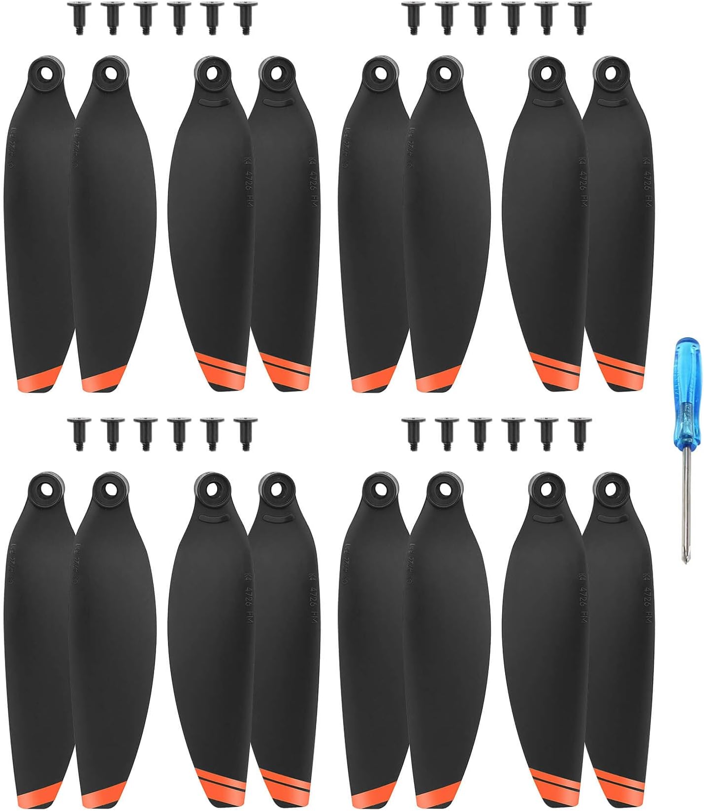 HeiyRC Mavic Mini 2 Propeller 16pcs Replacement Blades Props for DJI Mini 2 Drone Spare Airscrew Parts,Black Orange