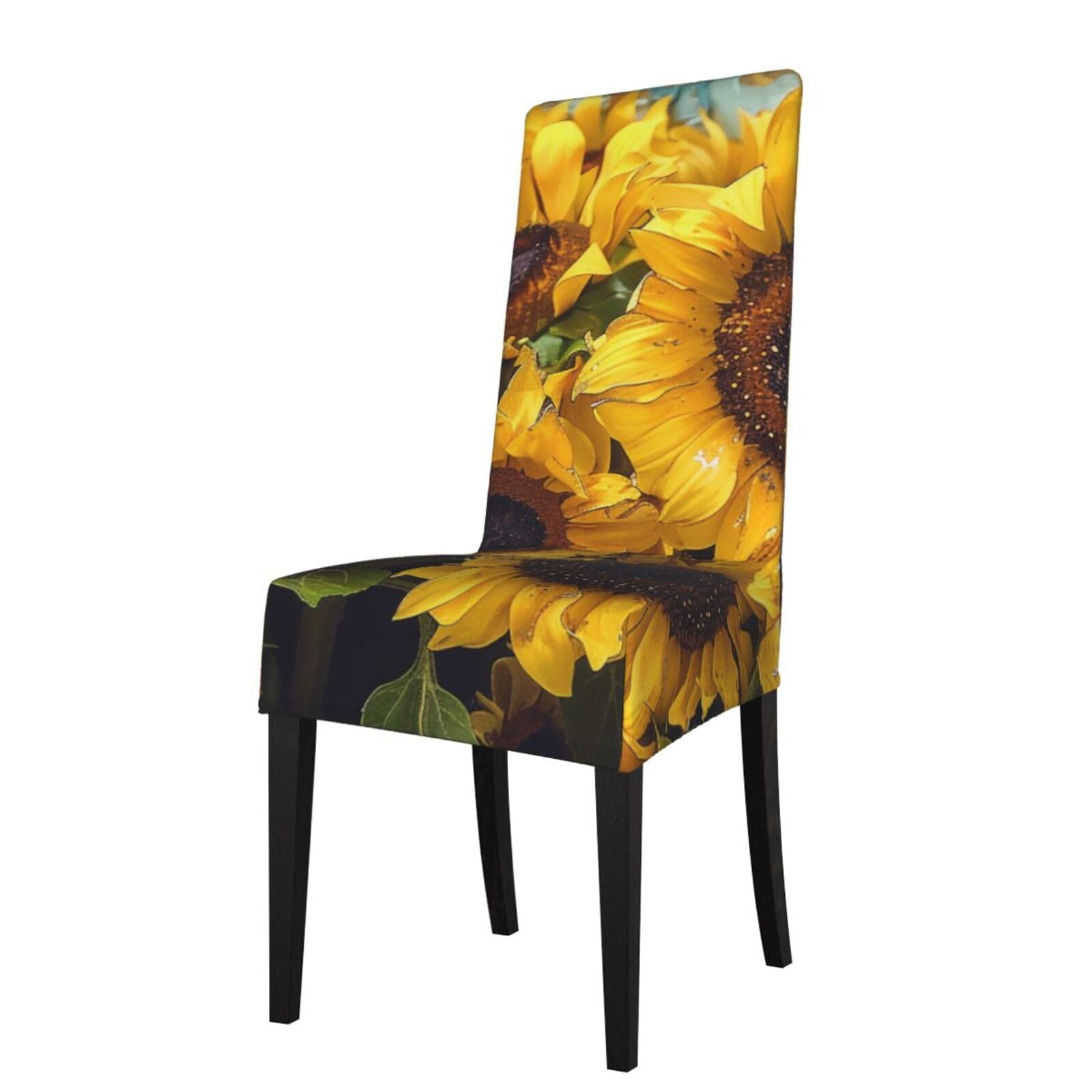 WPKJU Sunflower Print Dining Chair Covers Removable Chair Seat Covers Decorative for Kitchen & Bar Stools