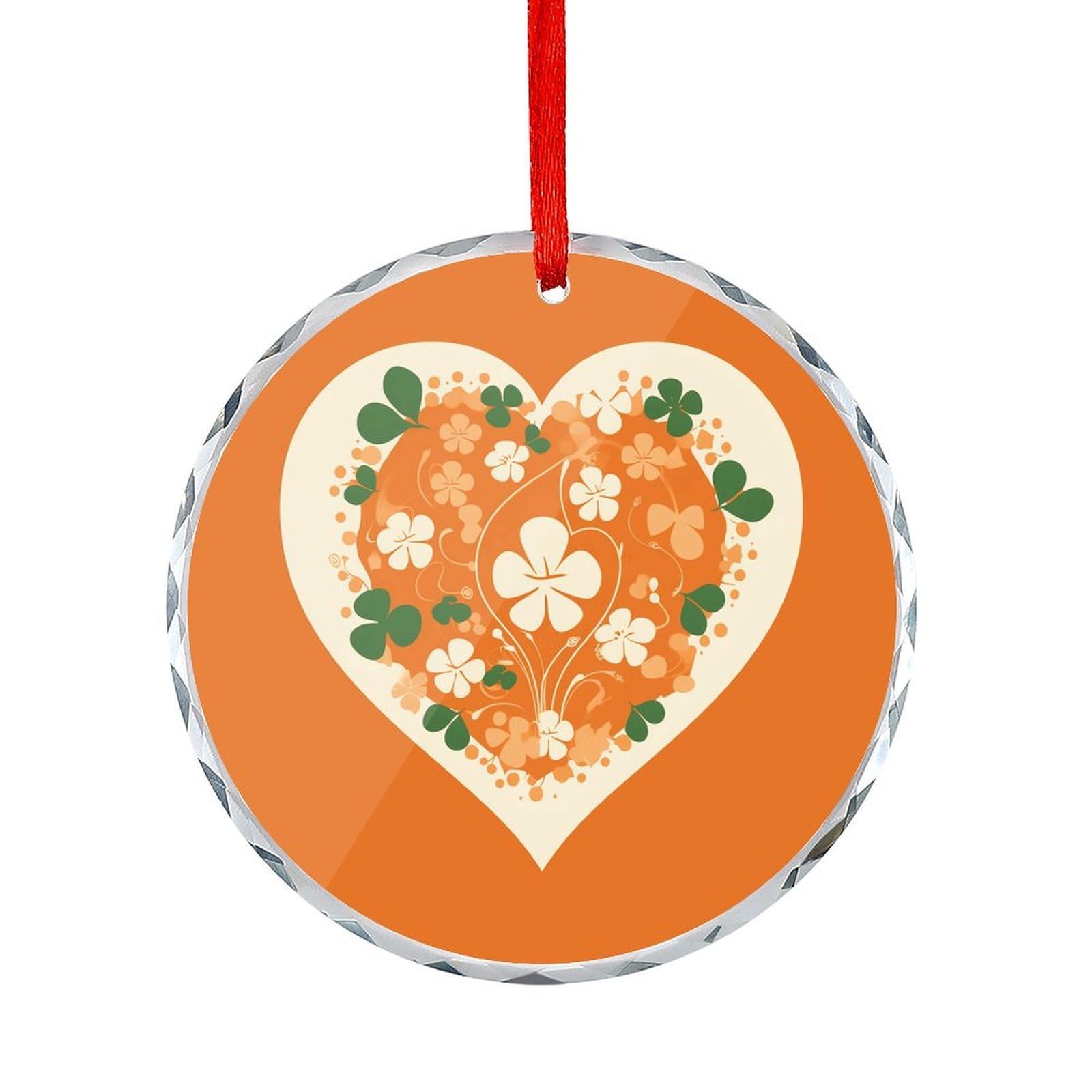 Btcowzrv Style Heart Shape On Background Round Ornament Hanging Pendant Decor