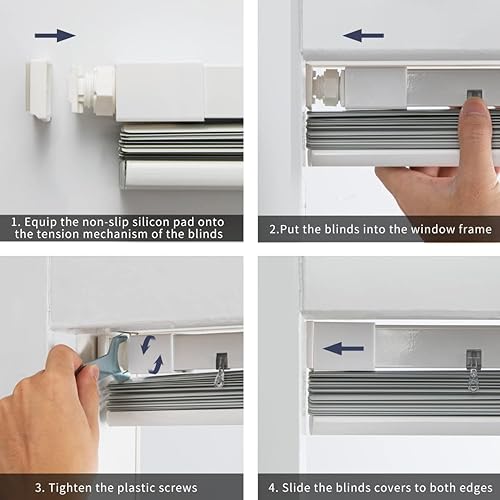 Miniatura 7 de DongLuY Persianas horizontales sin cordón para ventana, persianas horizontales de 1 pulgada de ancho x 64 pulgadas de alto, para montaje interior de