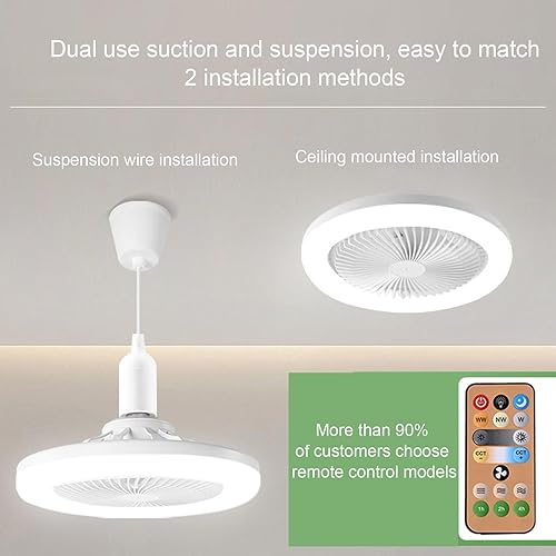 Miniatura 5 de Ventilador de techo con control remoto 30 W E27 luz LED universal inteligente sala dormitorio candelabrosRefrigeración Suministros