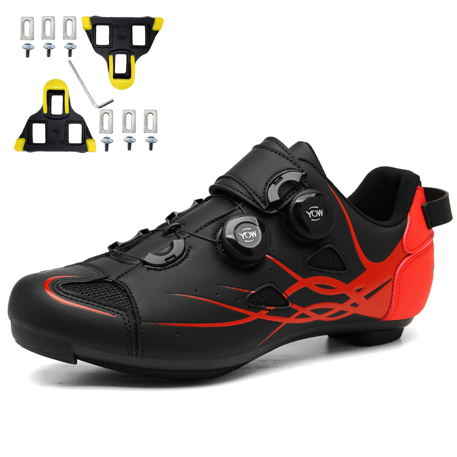 NGARY Chaussures de Cyclisme pour Hommes Femme Chaussures de Vélo de Route de Course pour l'intérieur/Extérieur Compatibles Pelaton Look SPD SPD-SL Delta Cleats