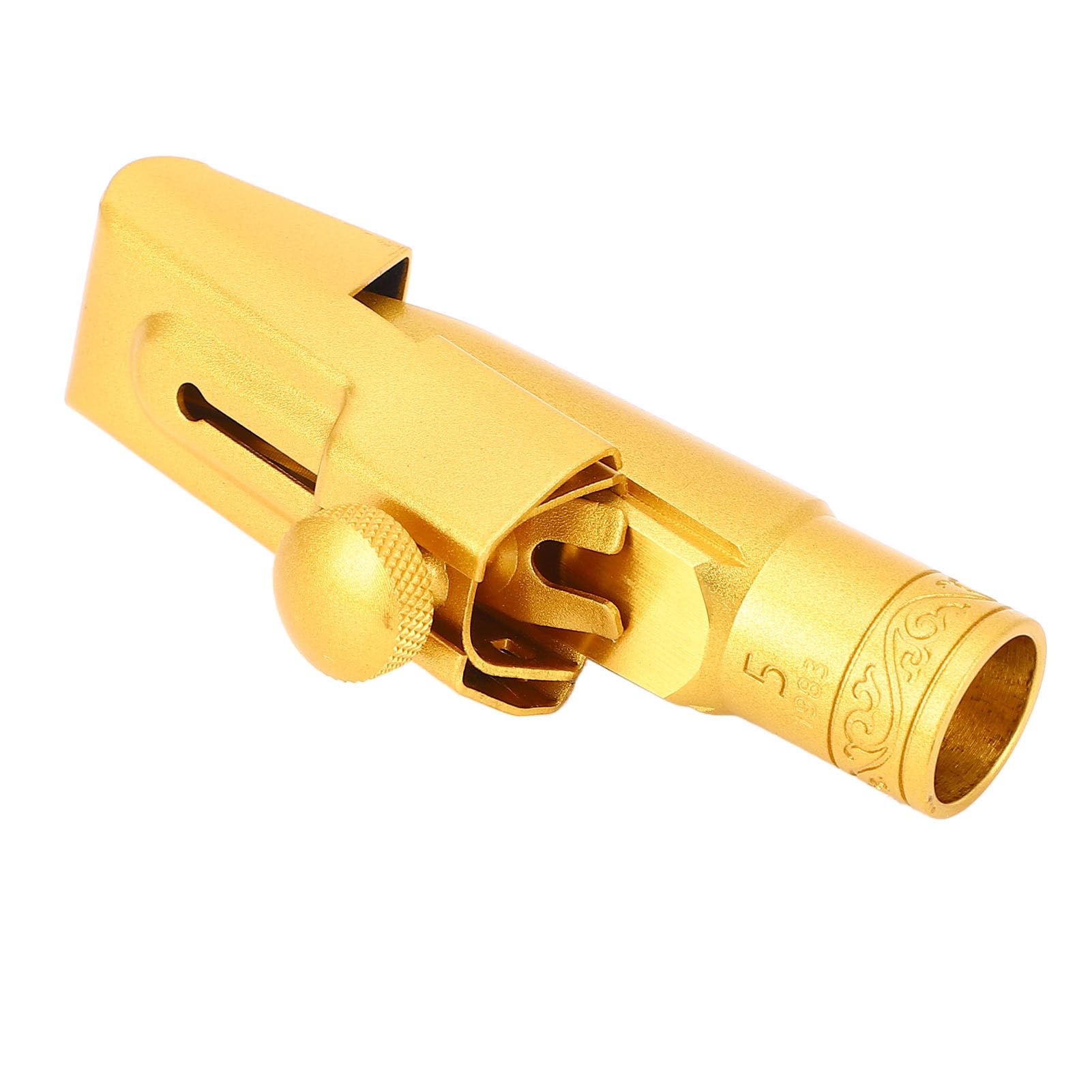 Bocchino per Sax Soprano, Bocchino per Sax Alto Placcato Oro in Materiale Ottone 5 Tono Alto, per Tenore con Cappuccio in Metallo per Studenti Principianti Musicisti Prestazioni Professionali