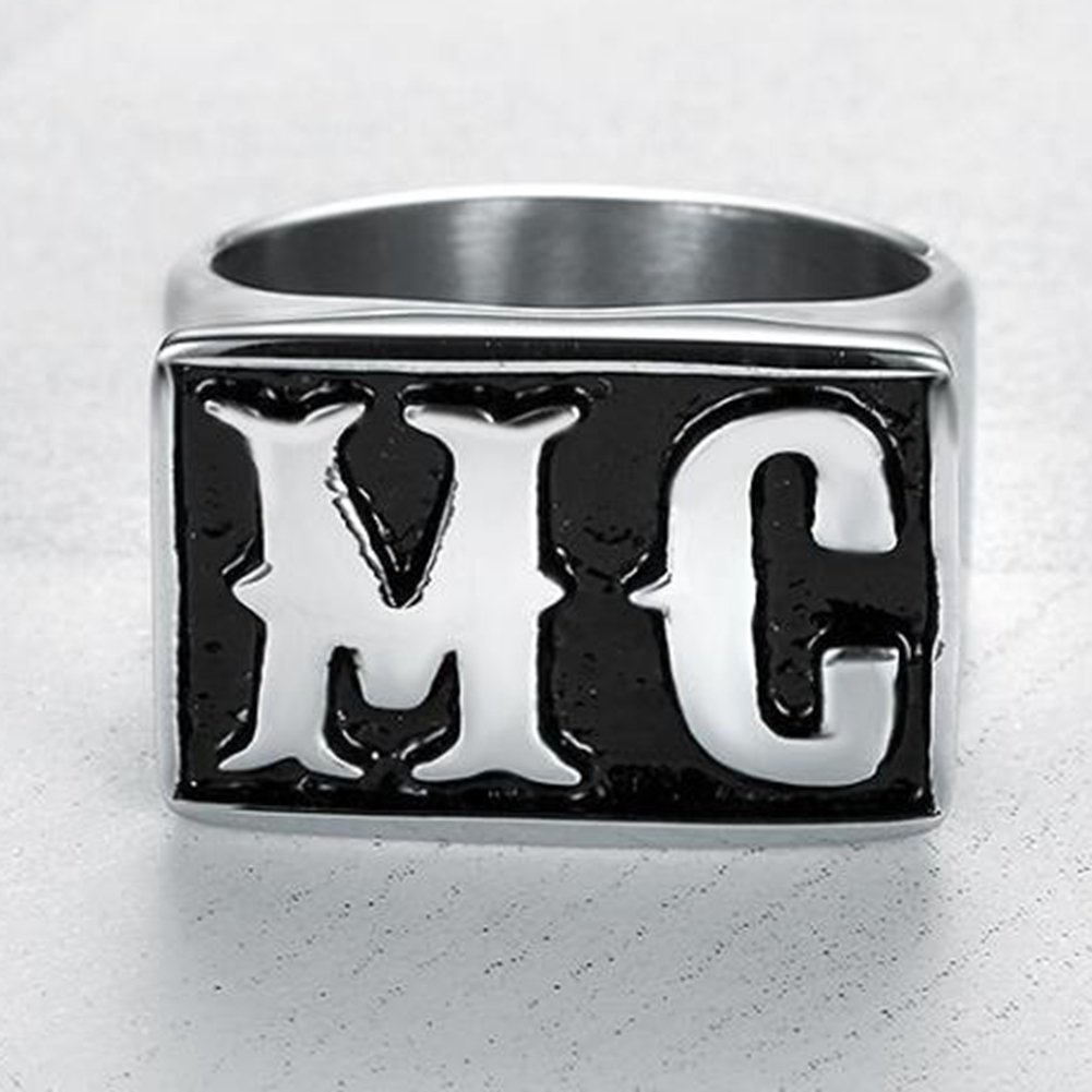 Anillo MC de motocicleta de acero inoxidable, Metal, Zirconia cúbica 3